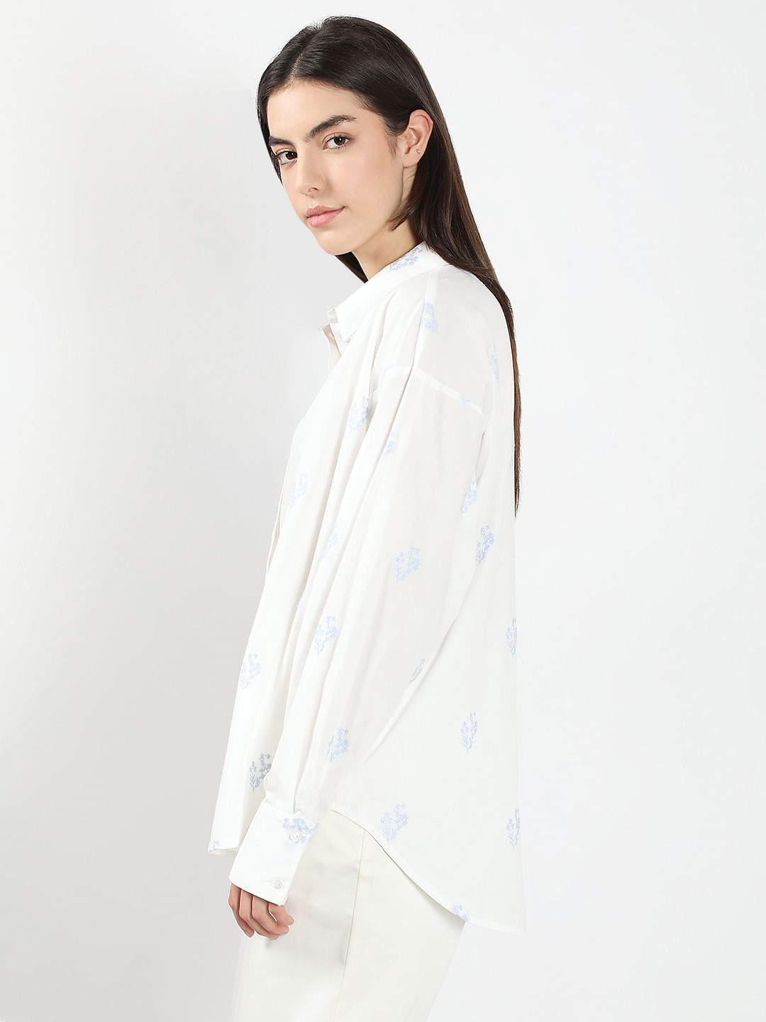 White Embroidered Cotton Shirt