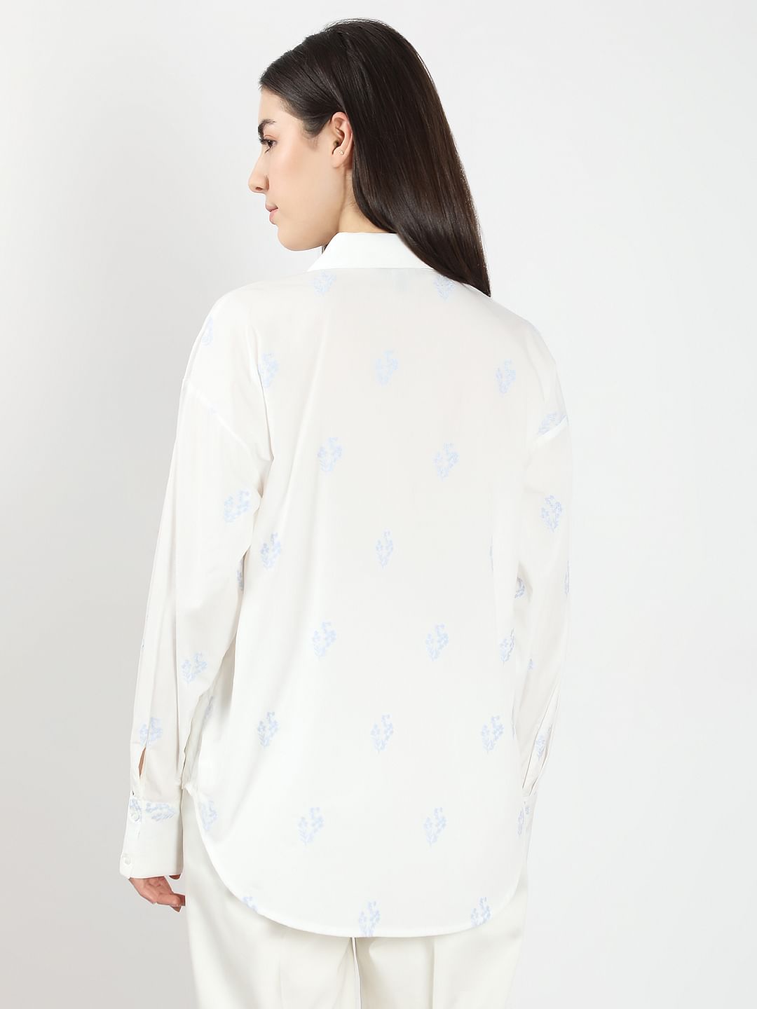 White Embroidered Cotton Shirt