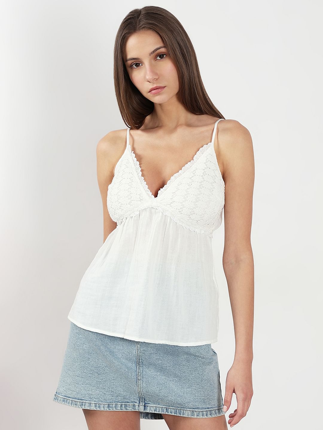 White Strappy Cami Top