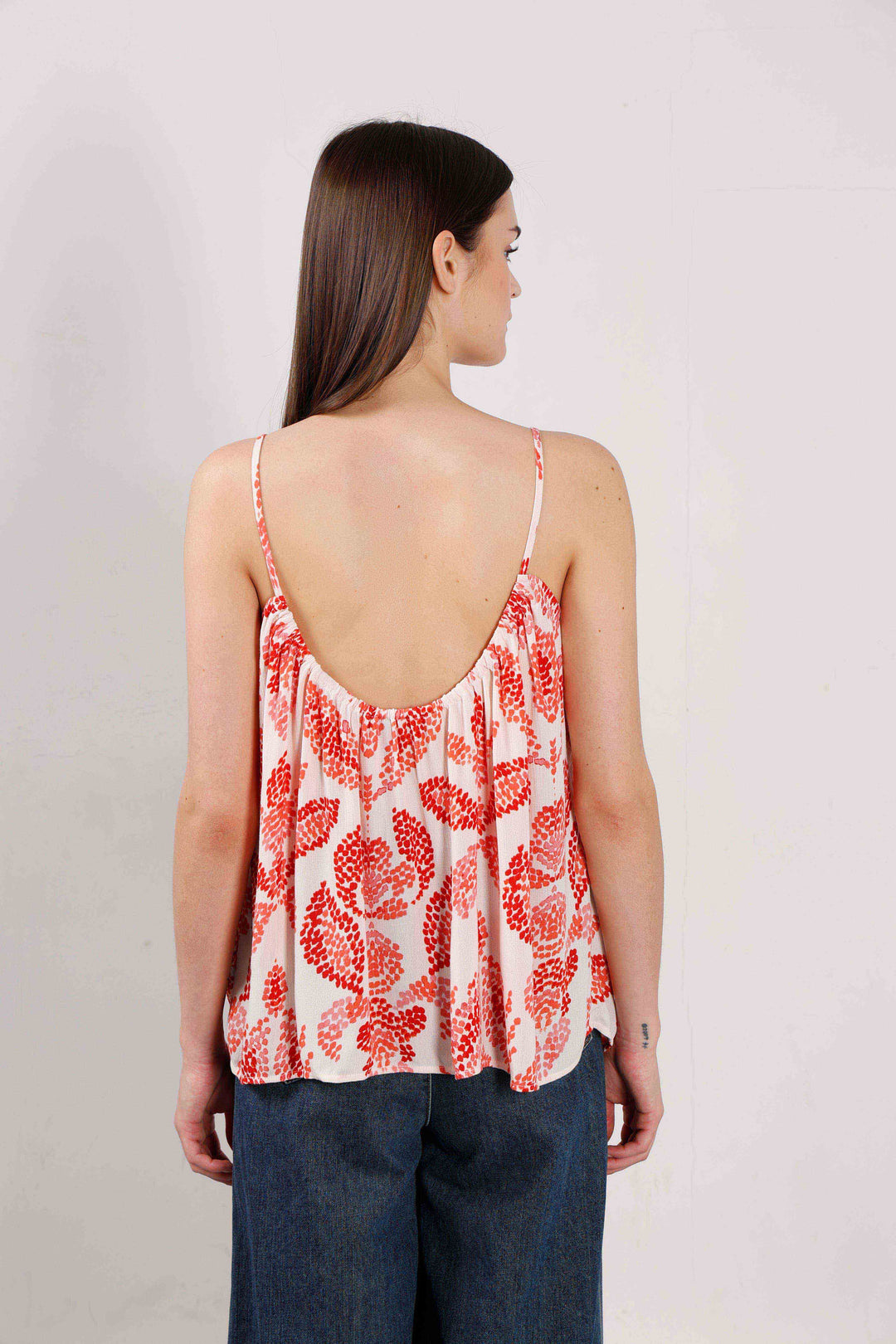 Vero Moda White & Red Printed Strappy Top
