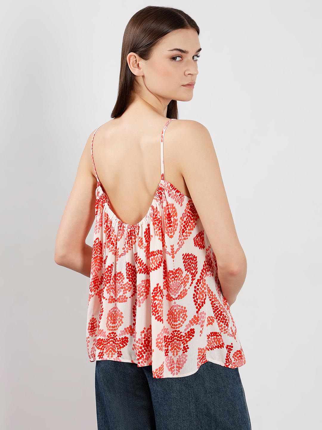 Vero Moda White & Red Printed Strappy Top