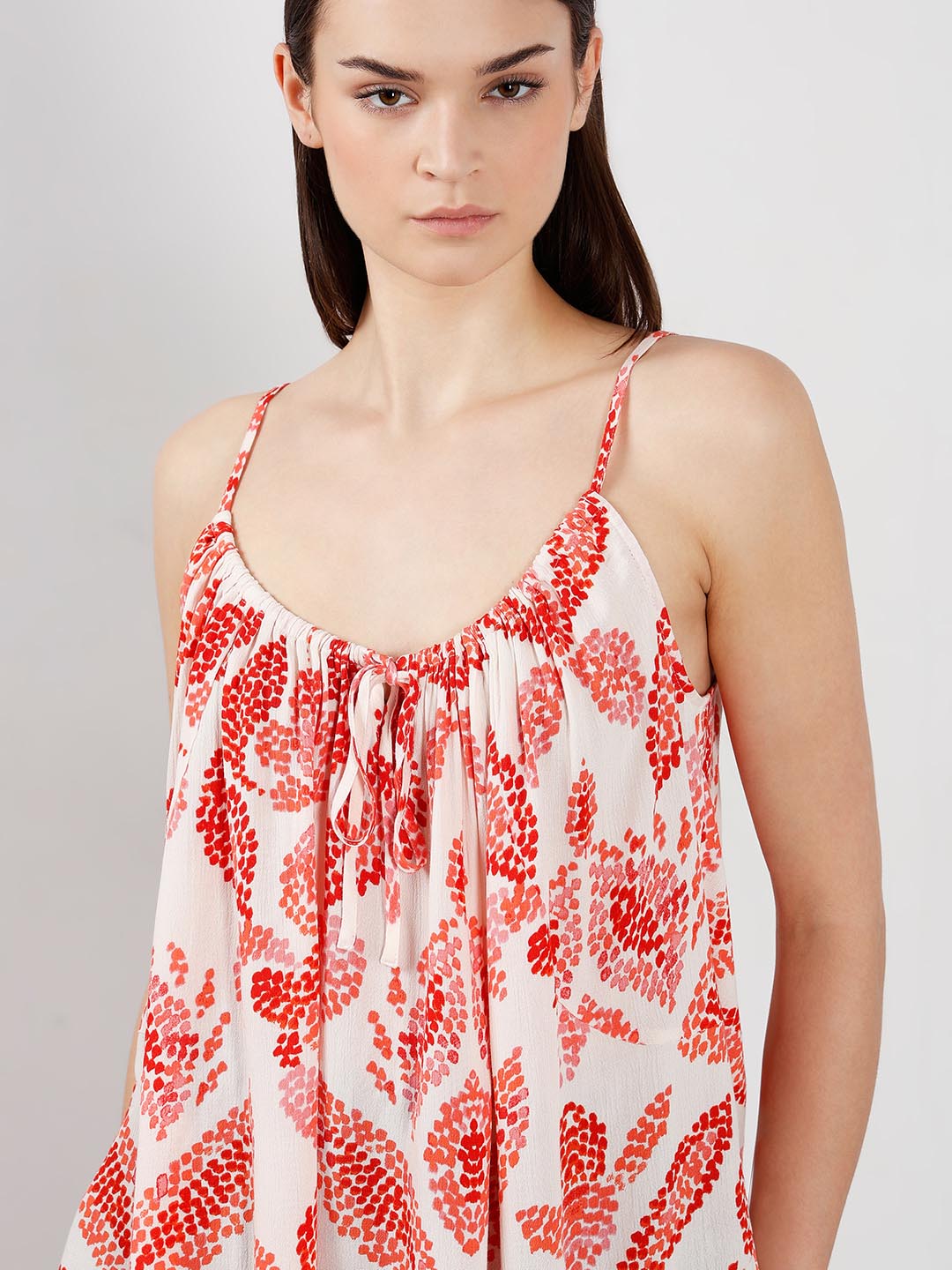 Vero Moda White & Red Printed Strappy Top