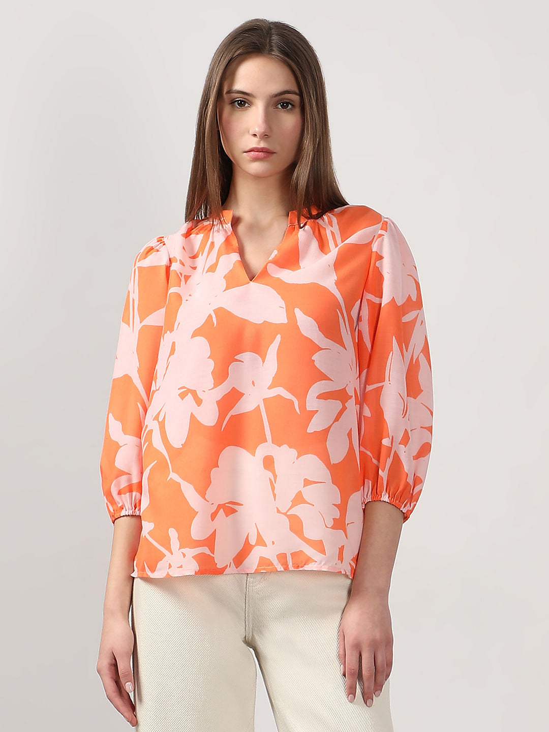 Orange Printed Top