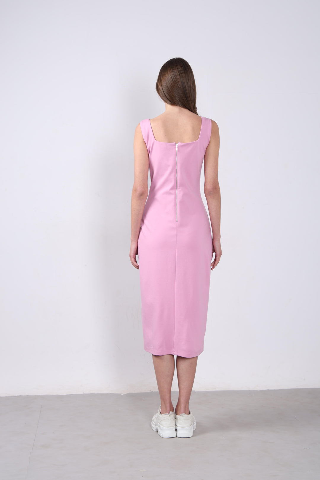 Vero Moda Pink Square Neck Midi Dress