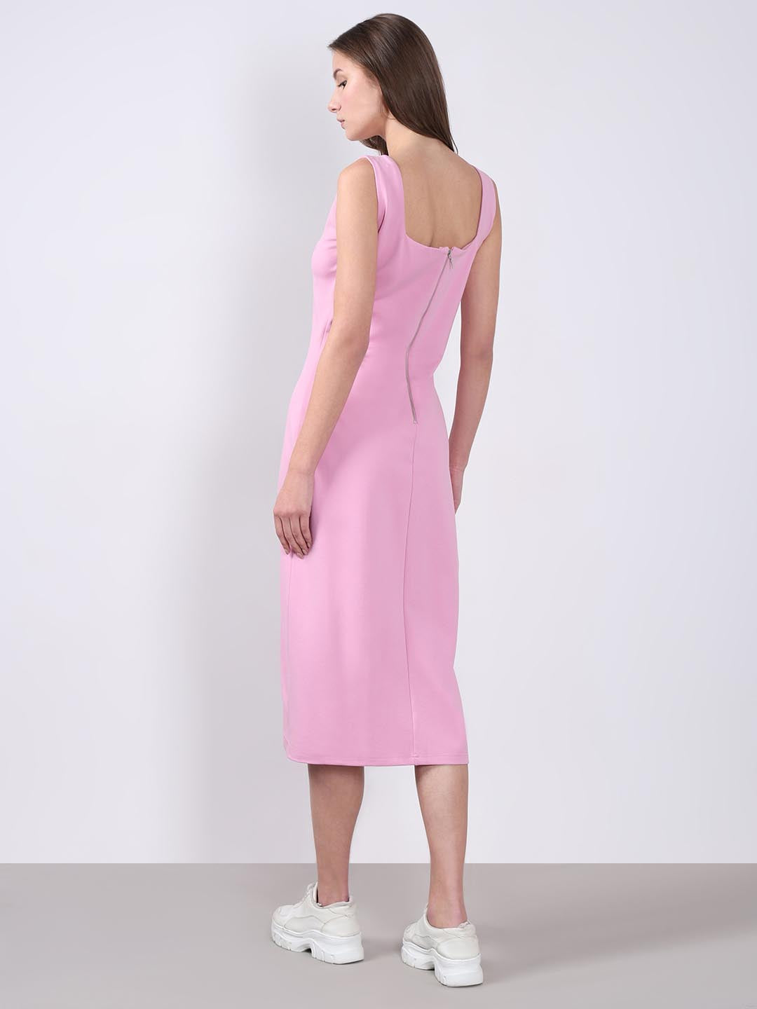 Vero Moda Pink Square Neck Midi Dress