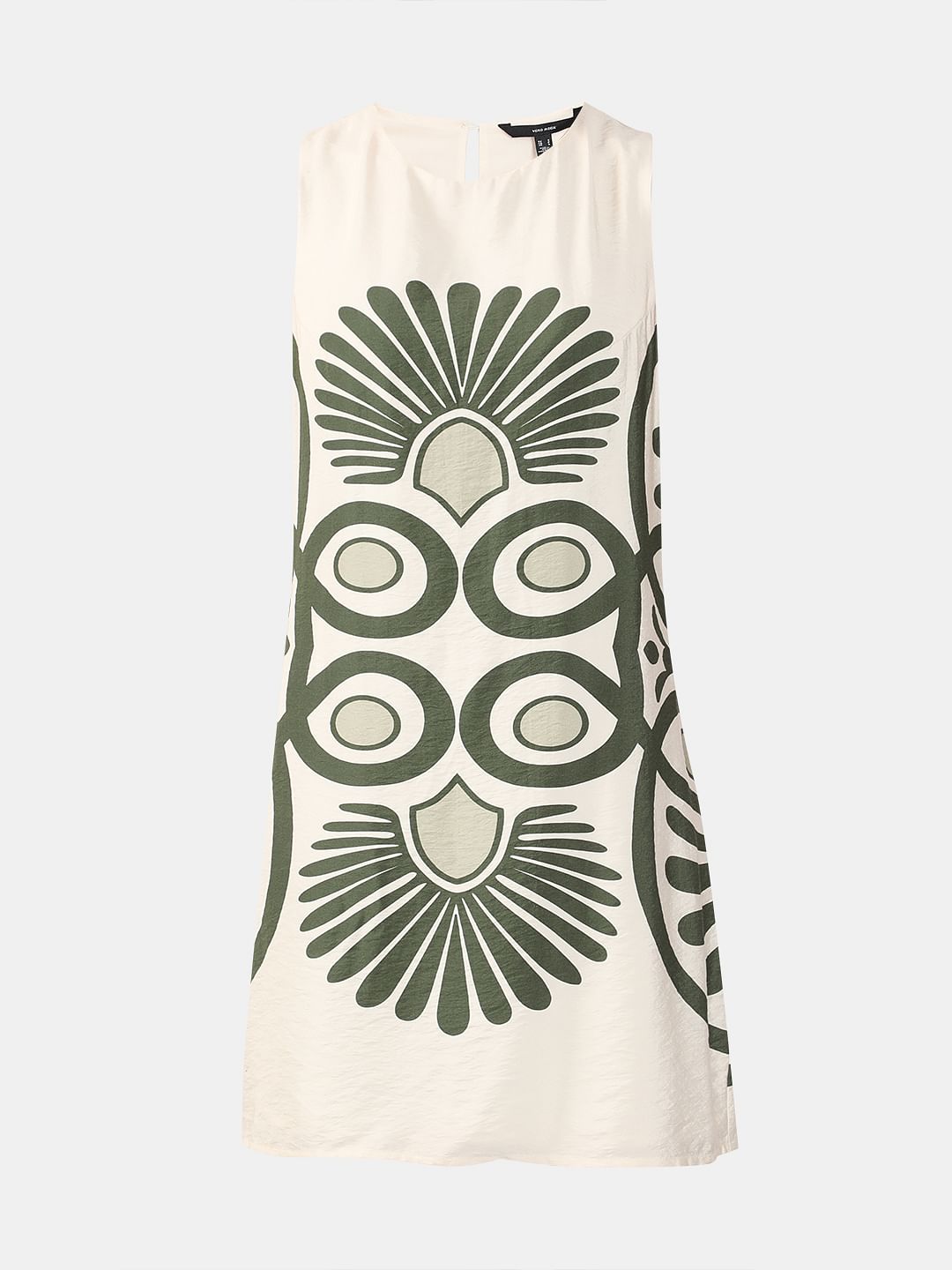 Ecru Printed Mini Dress