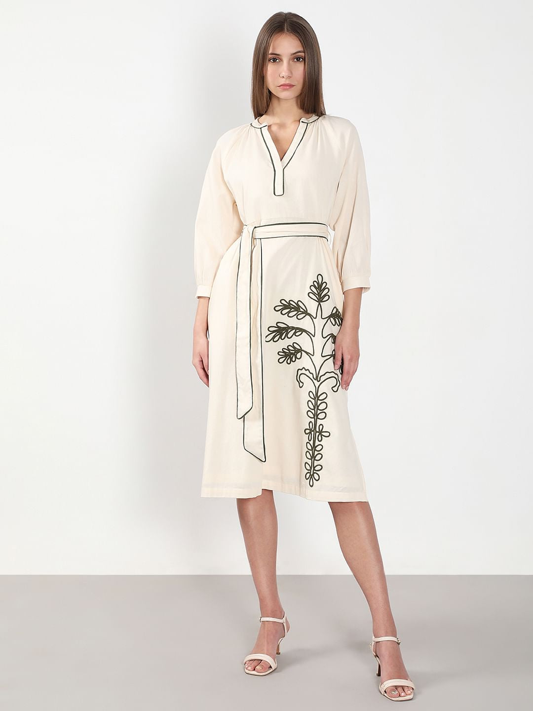 Ecru Embroidered Dress