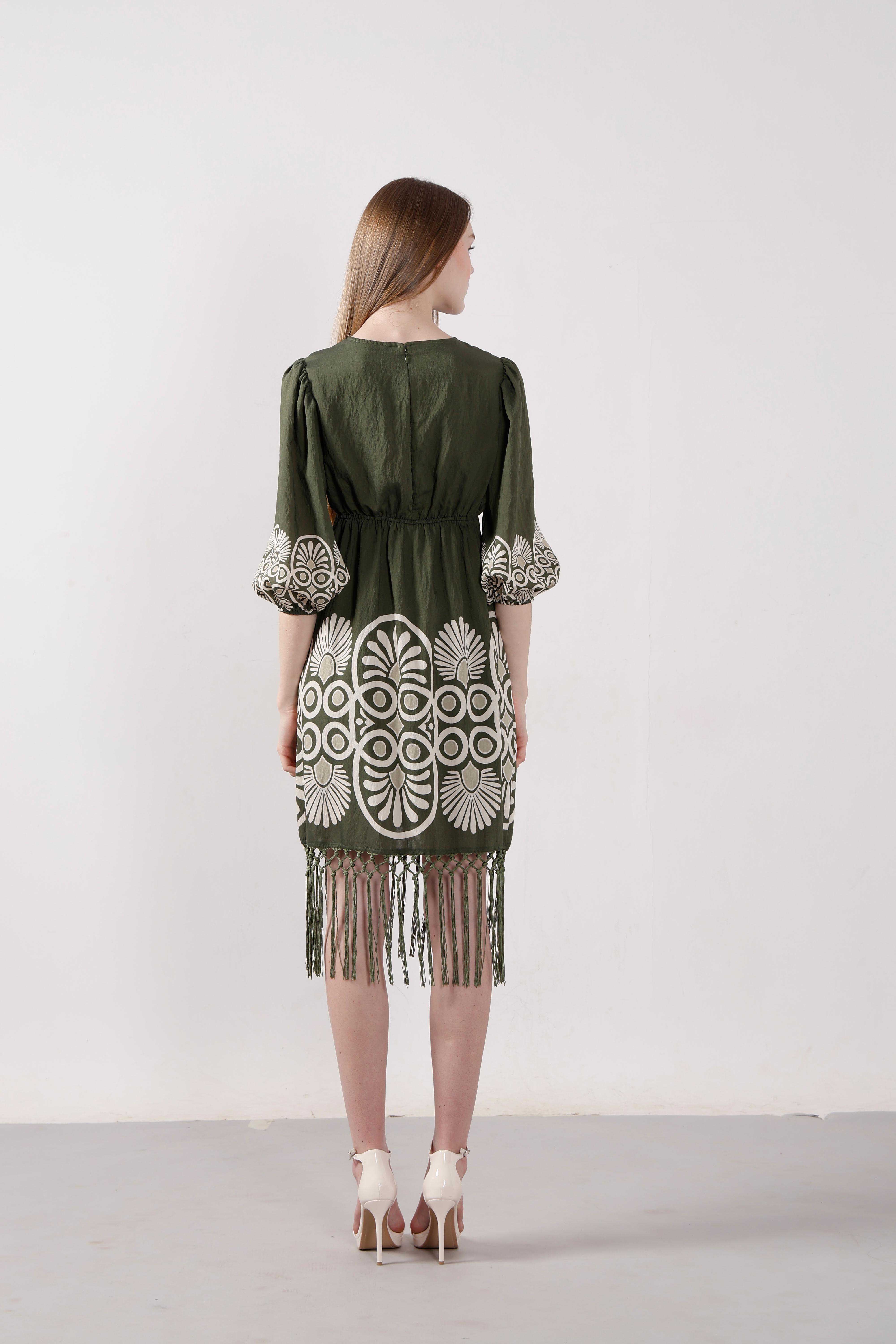 Vero Moda Dark Green Printed Dress