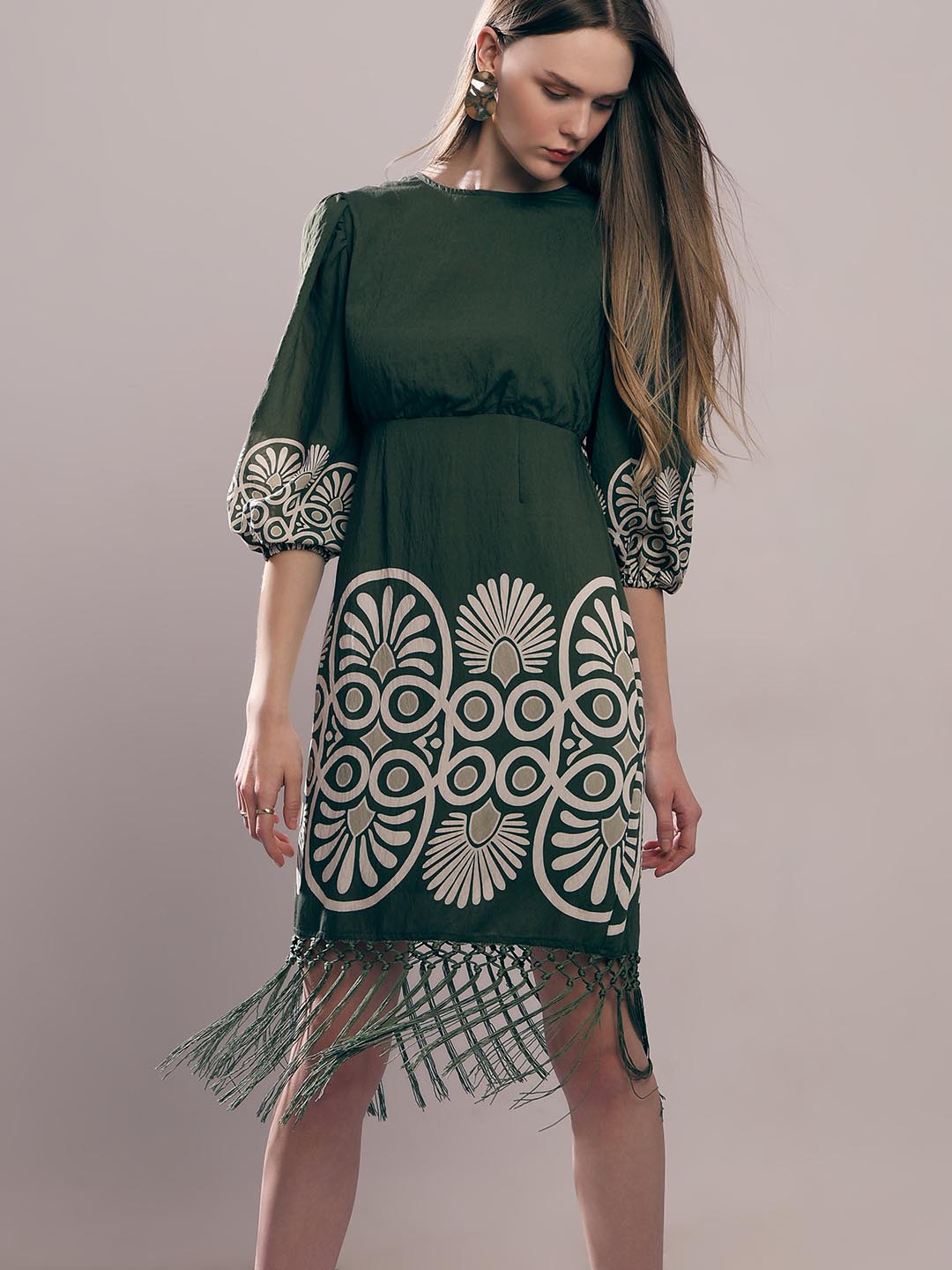 Vero Moda Dark Green Printed Dress