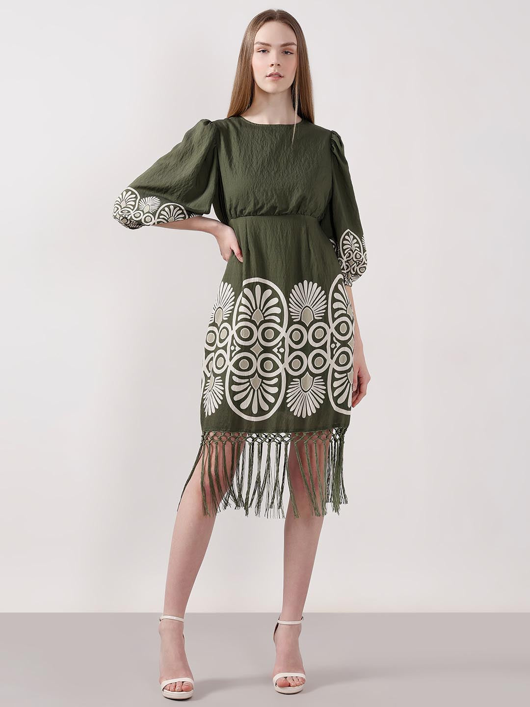 Vero Moda Dark Green Printed Dress