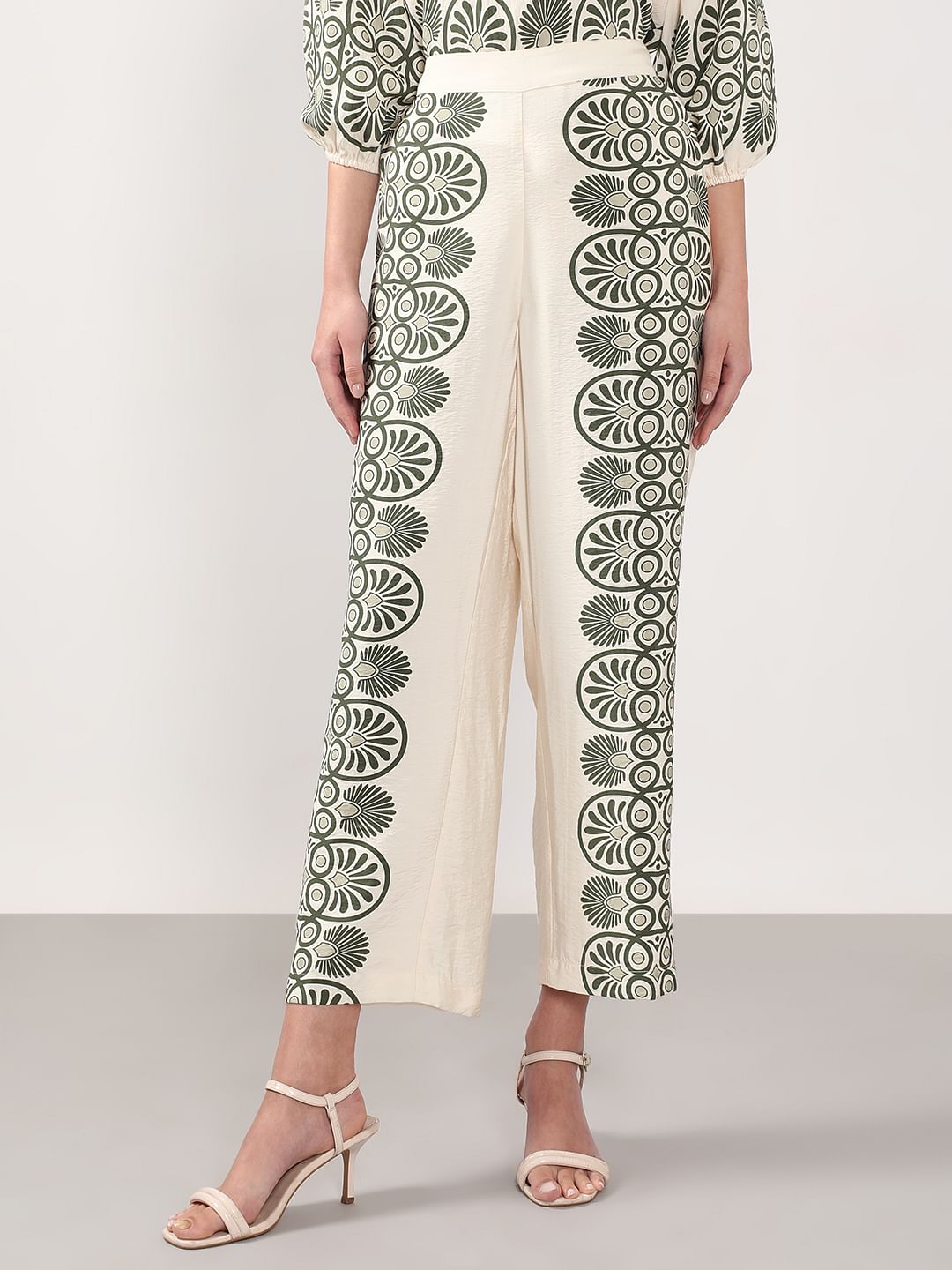 Ecru Printed Co-Ord Set Pants