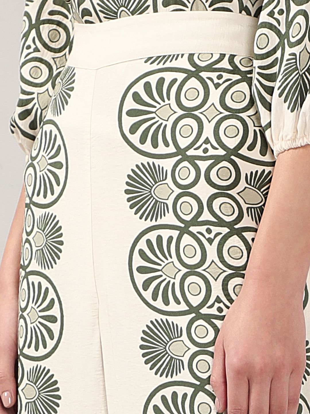 Ecru Printed Co-Ord Set Pants