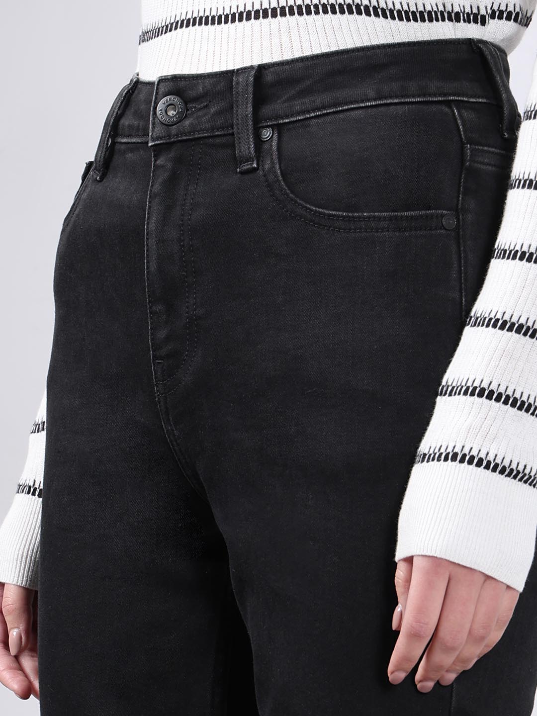 Vero Moda Black Mid Rise Slim Fit Jeans