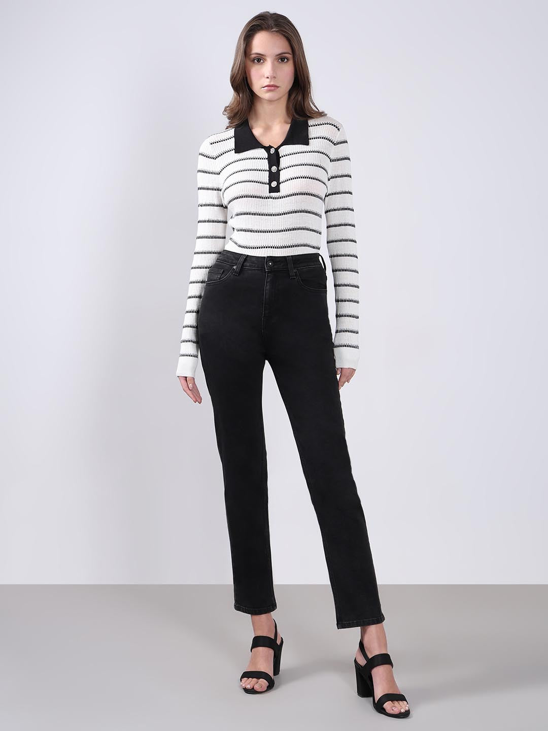 Vero Moda Black Mid Rise Slim Fit Jeans