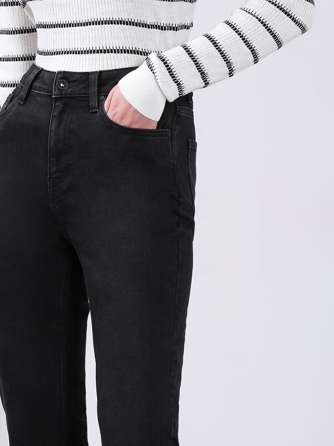 Vero Moda Black Mid Rise Slim Fit Jeans
