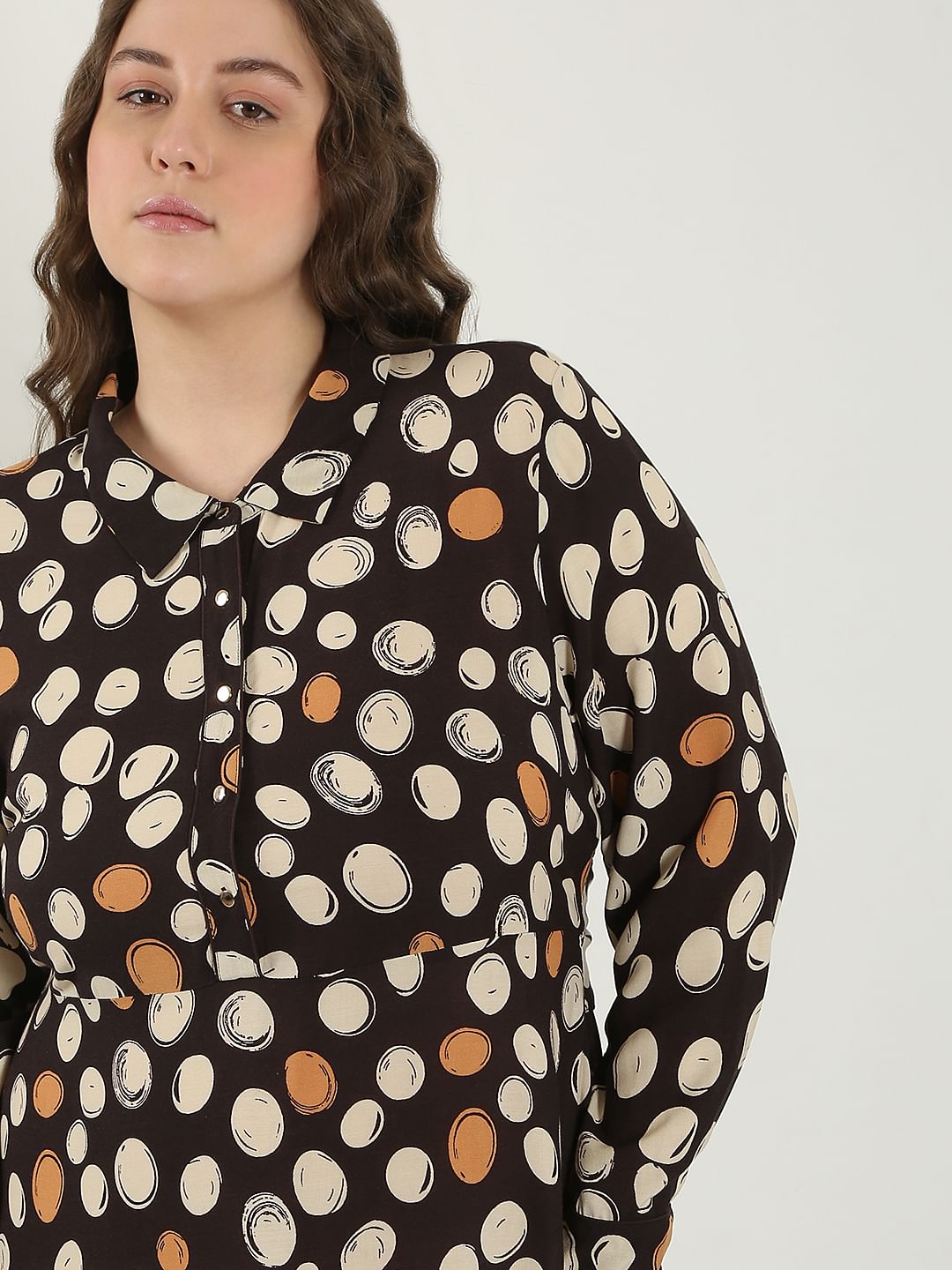 Curve Black Printed Midi Dress