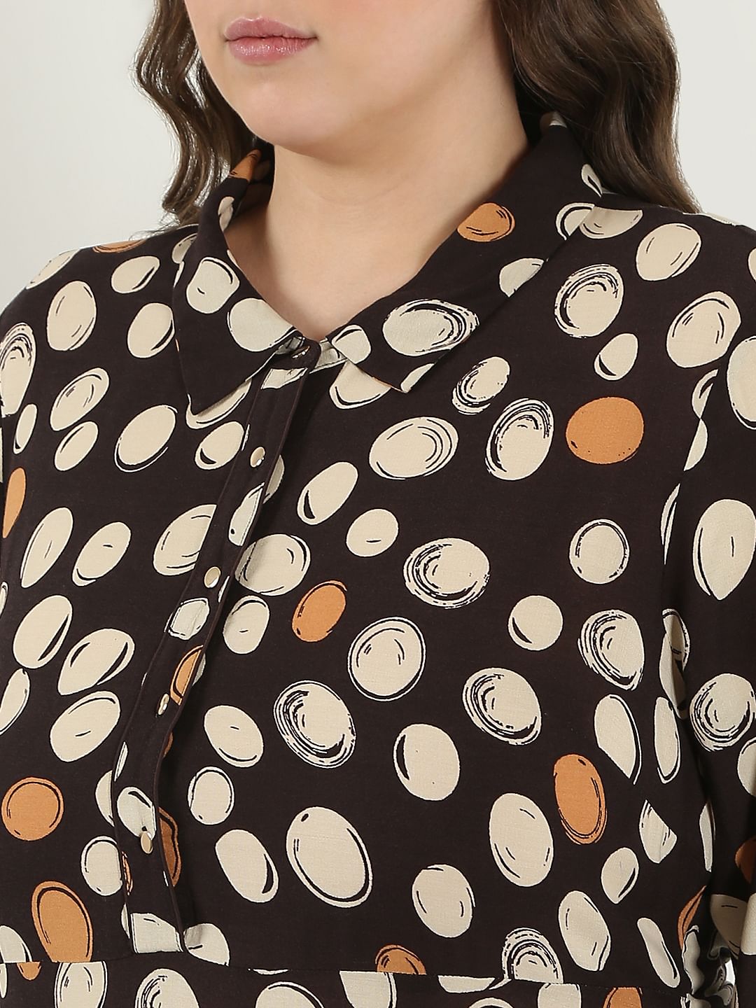 Curve Black Printed Midi Dress