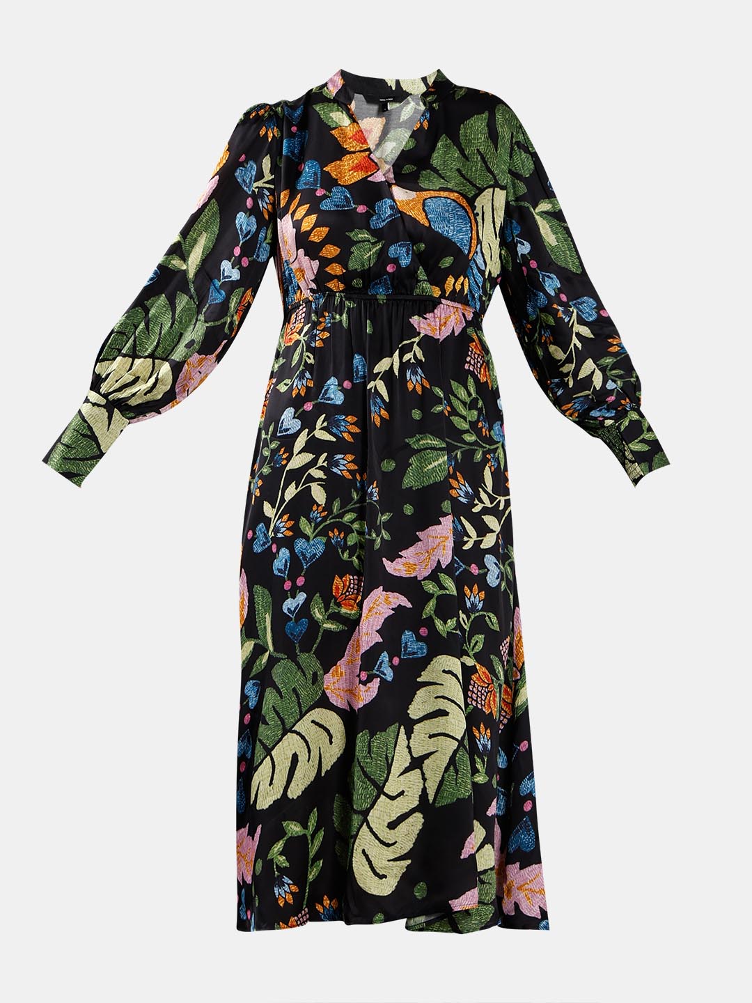 Vero Moda Black Printed Midi Dress