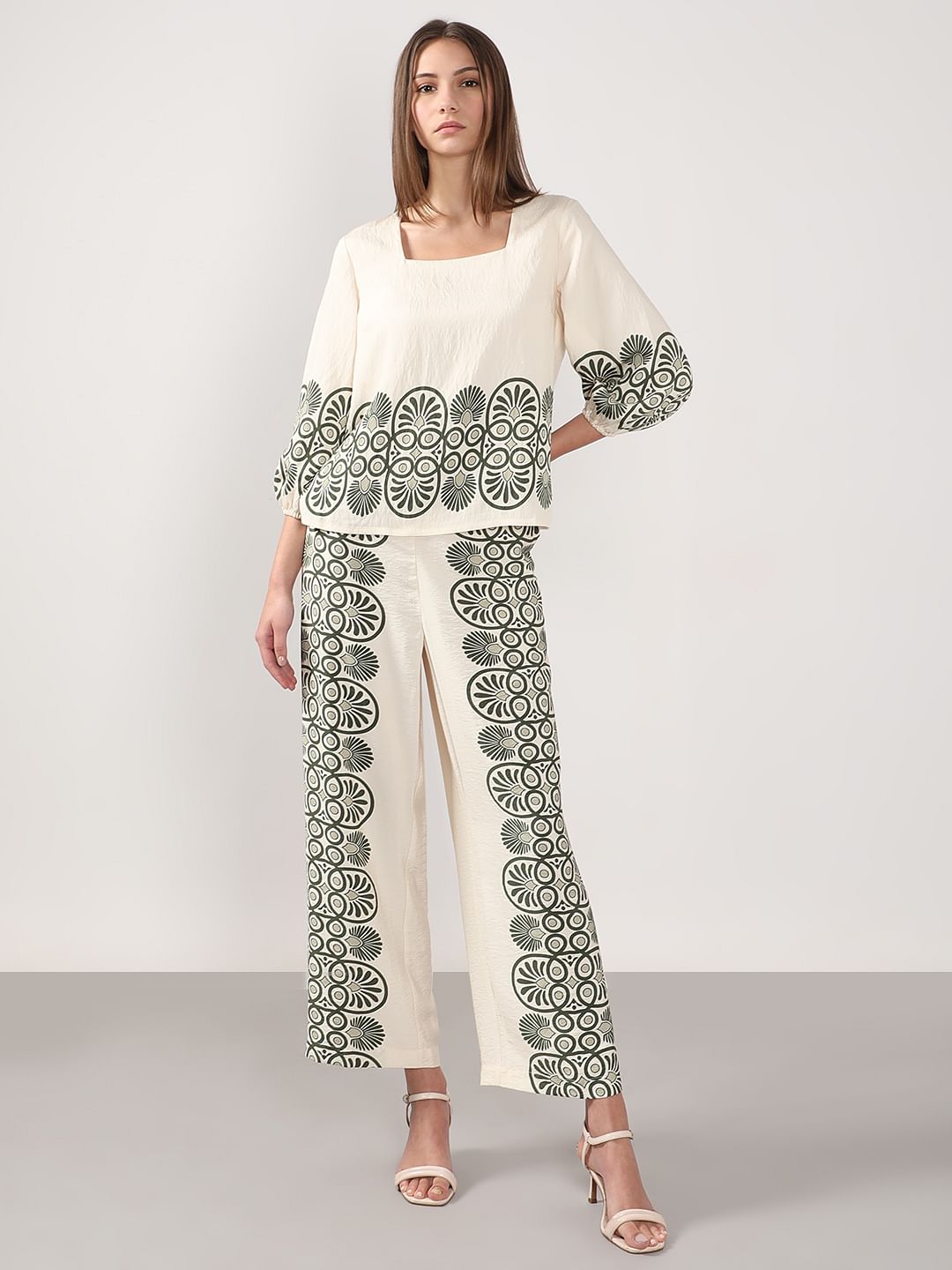 Ecru Printed Co-Ord Set Top