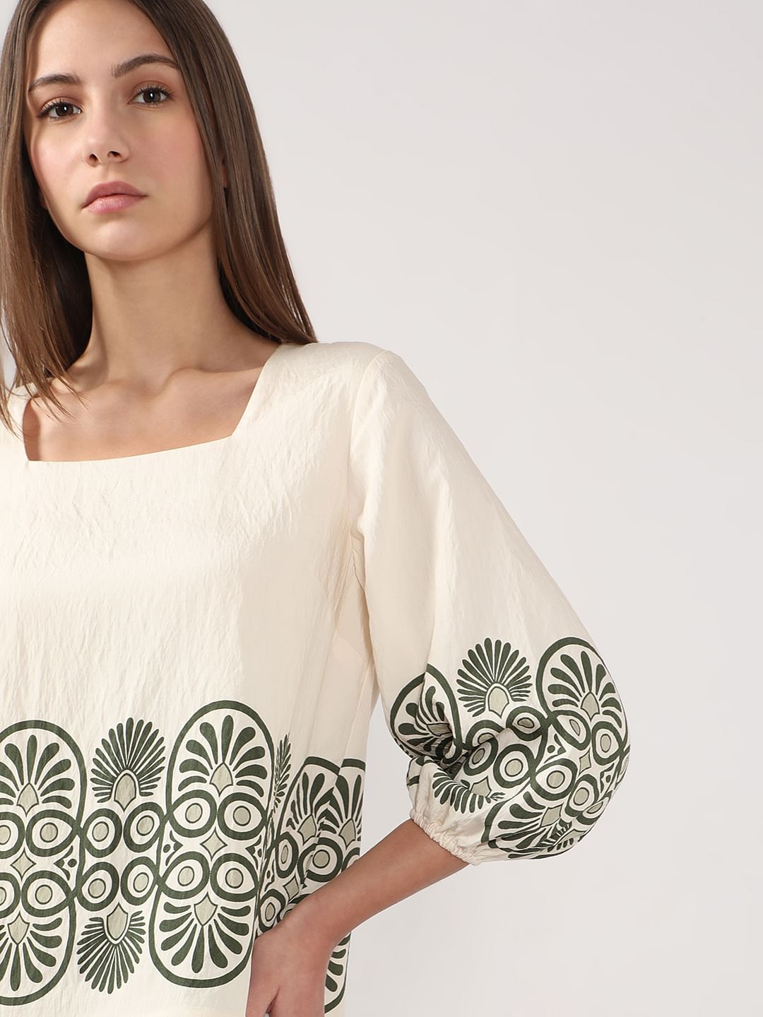 Ecru Printed Co-Ord Set Top