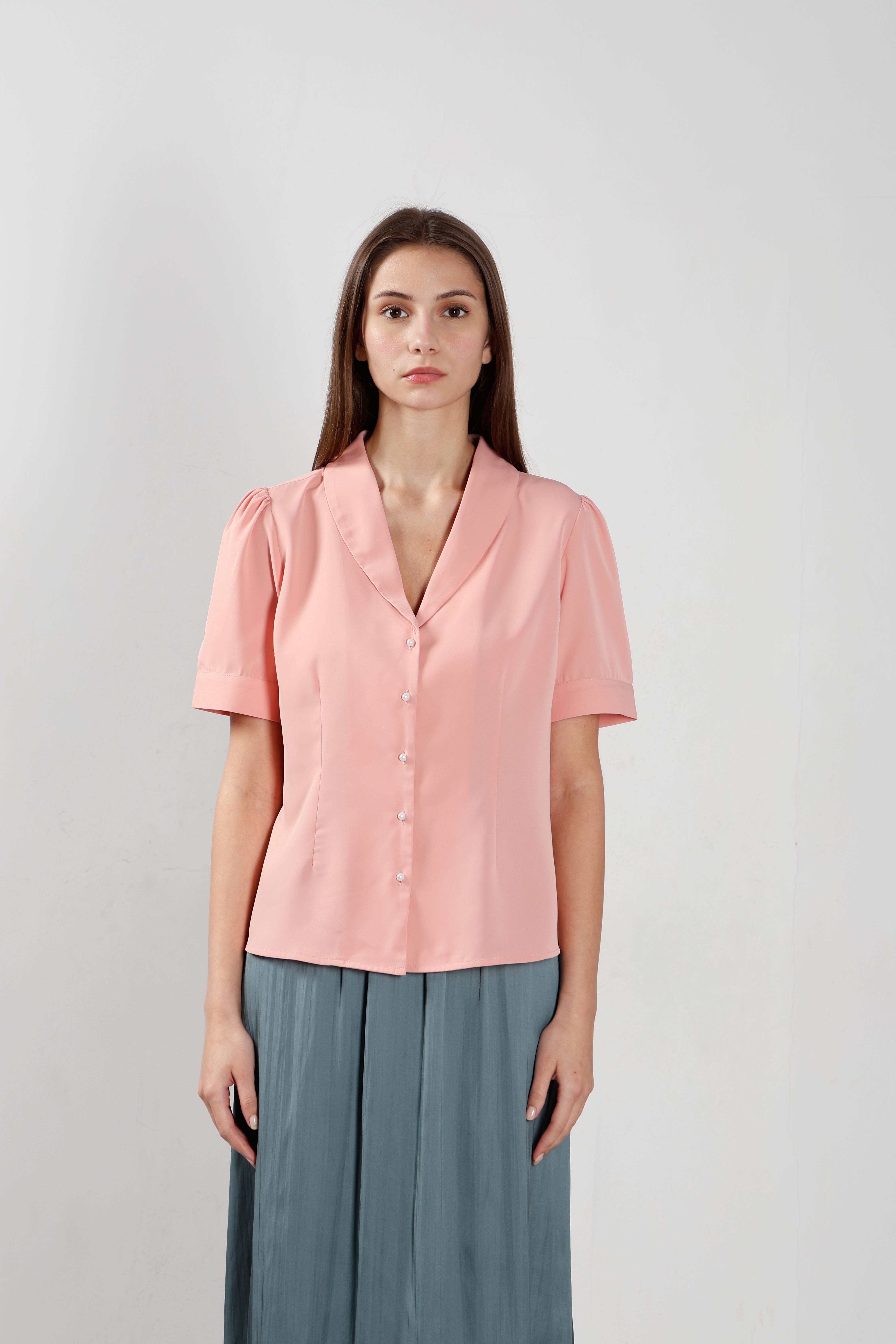 Vero Moda Pink Shawl Collar Shirt