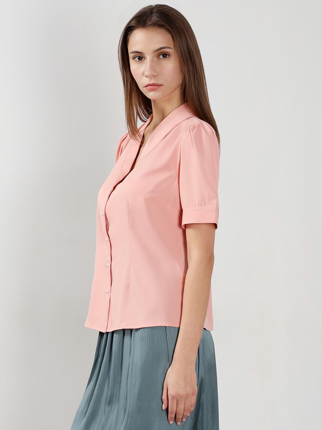 Vero Moda Pink Shawl Collar Shirt