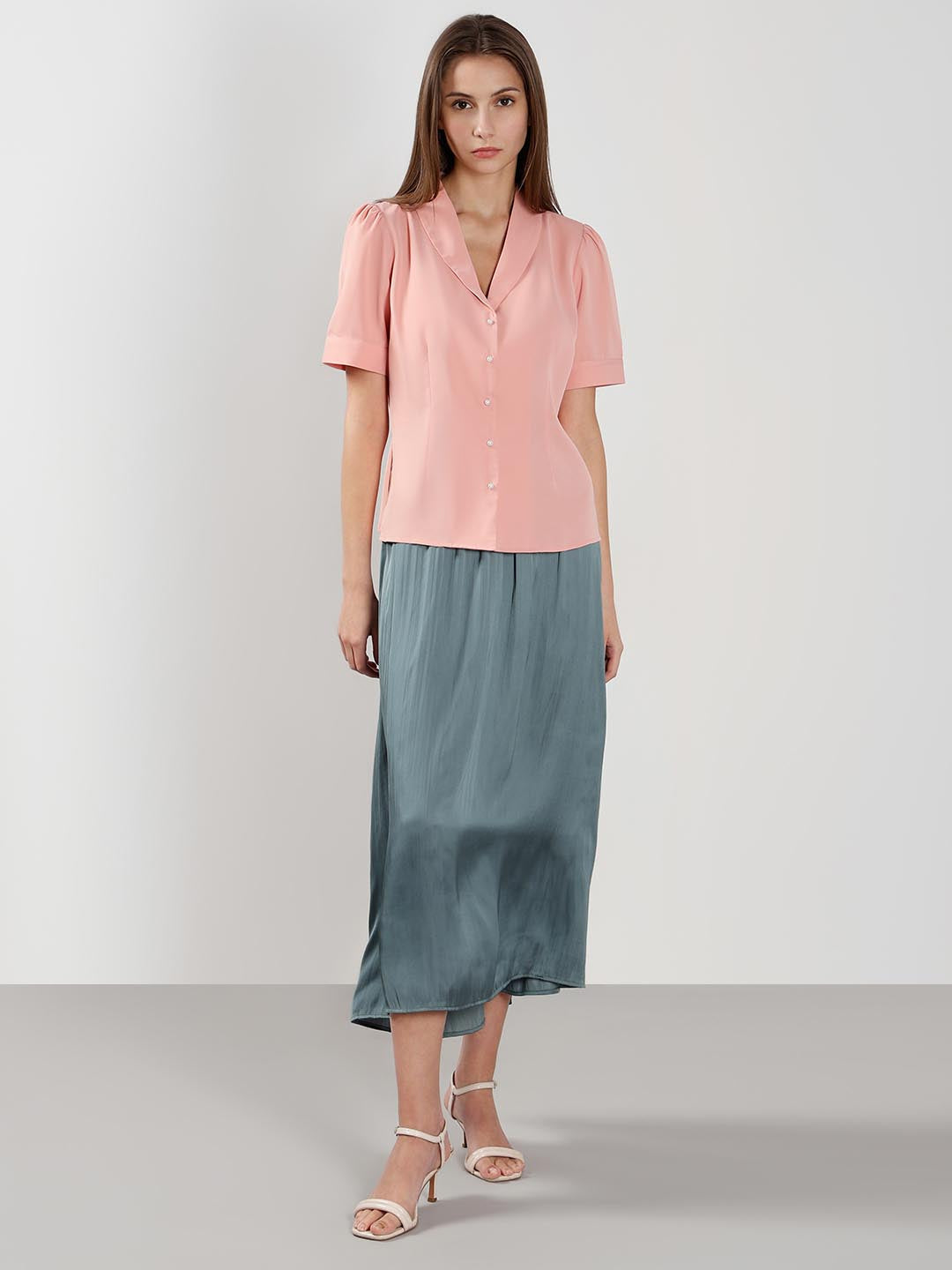 Vero Moda Pink Shawl Collar Shirt