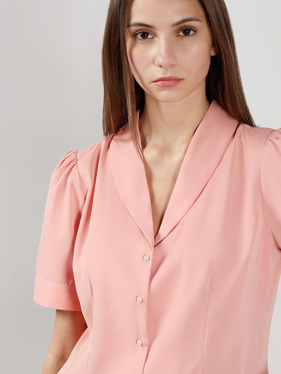 Vero Moda Pink Shawl Collar Shirt