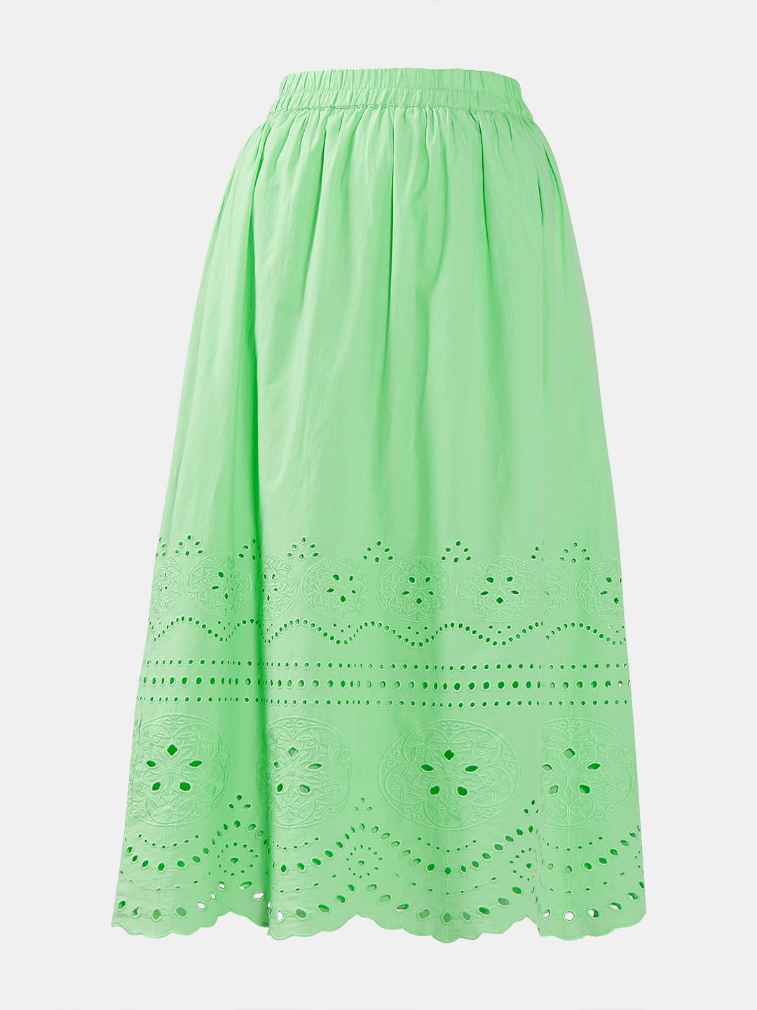 Green Cutwork Co-Ord Set Skirt
