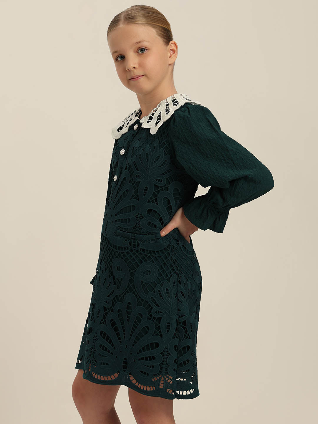 GIRLS Green Lace Dress