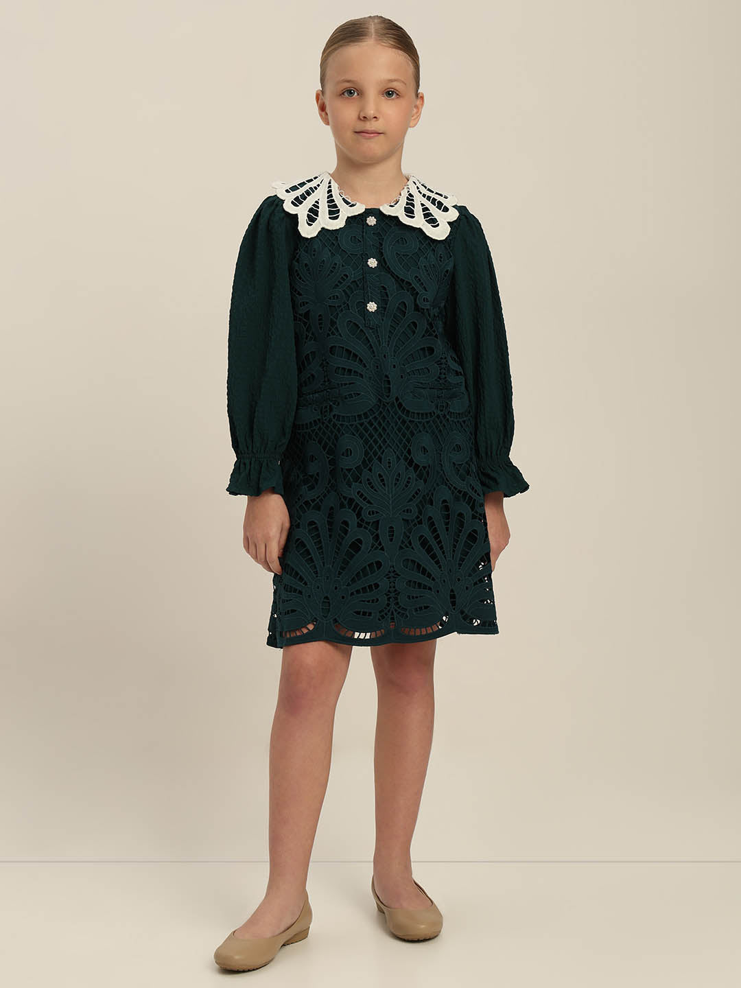 GIRLS Green Lace Dress
