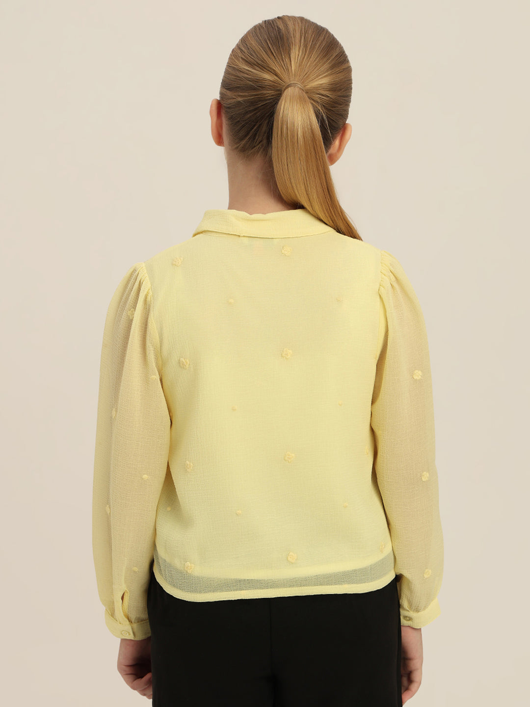 GIRLS Pastel Yellow Cropped Shirt