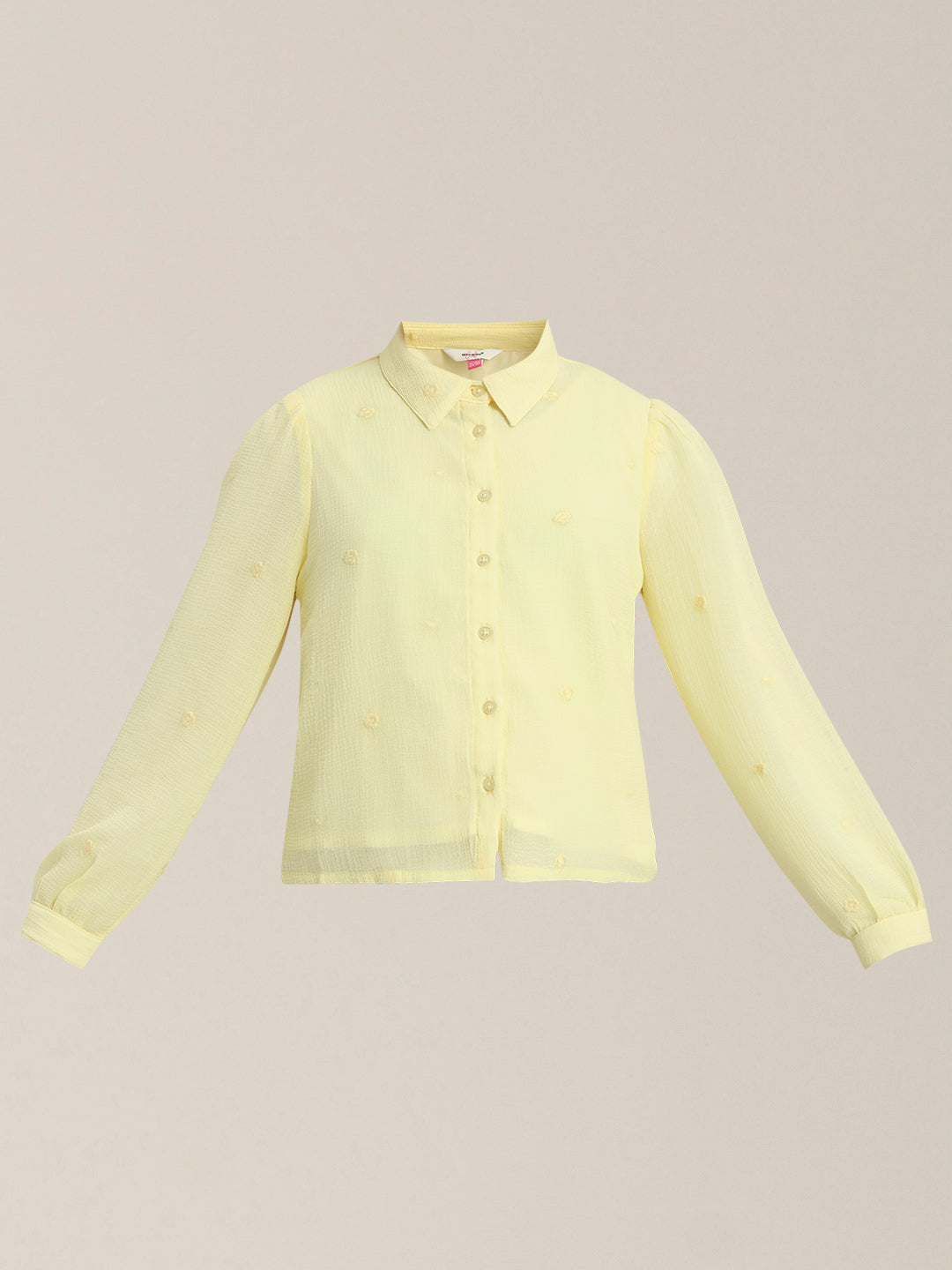 GIRLS Pastel Yellow Cropped Shirt