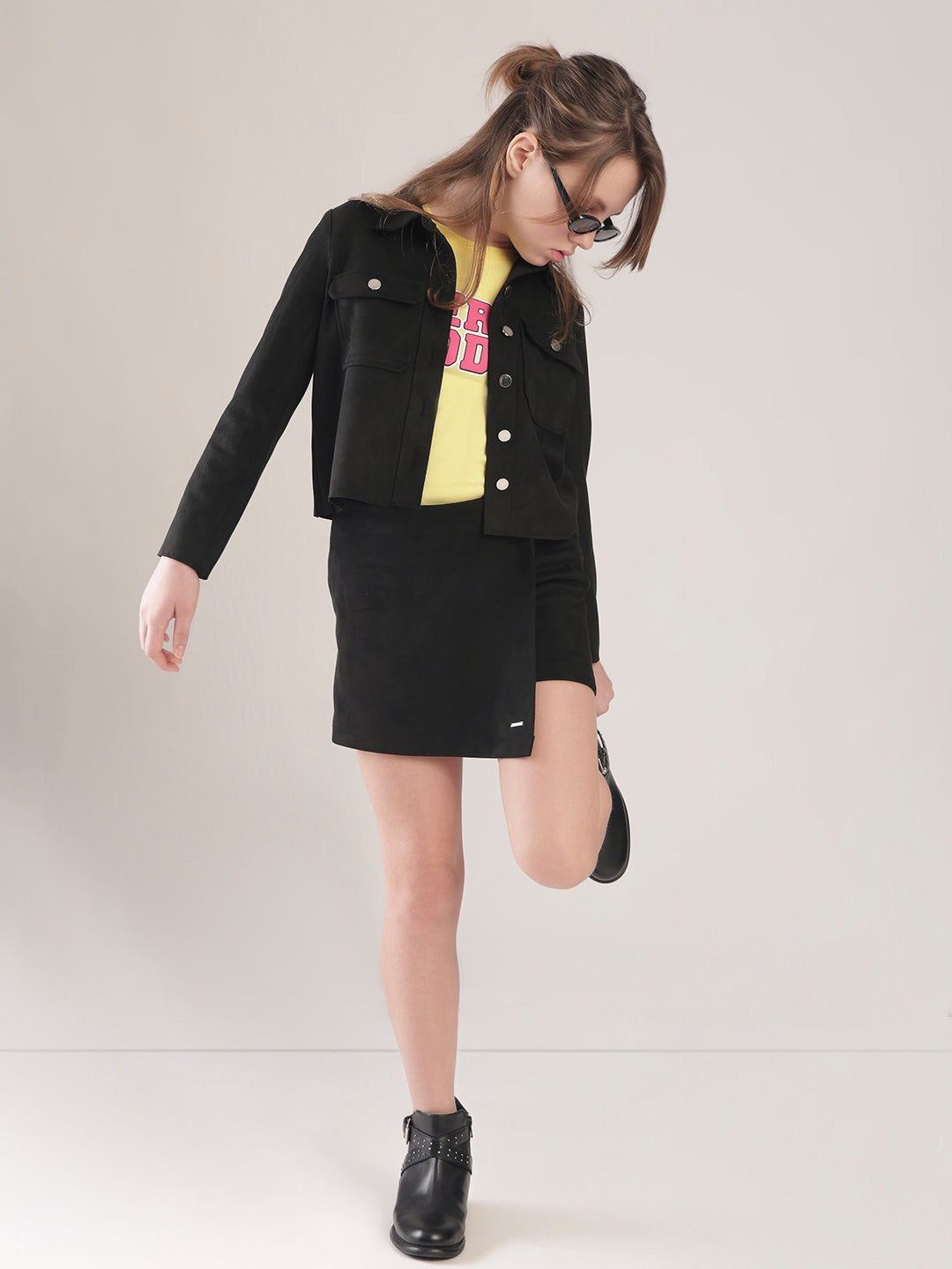 Girls Premium Black Shacket