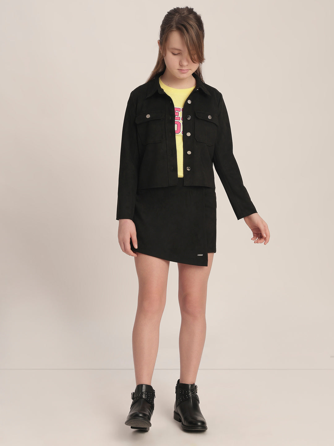 Girls Premium Black Shacket