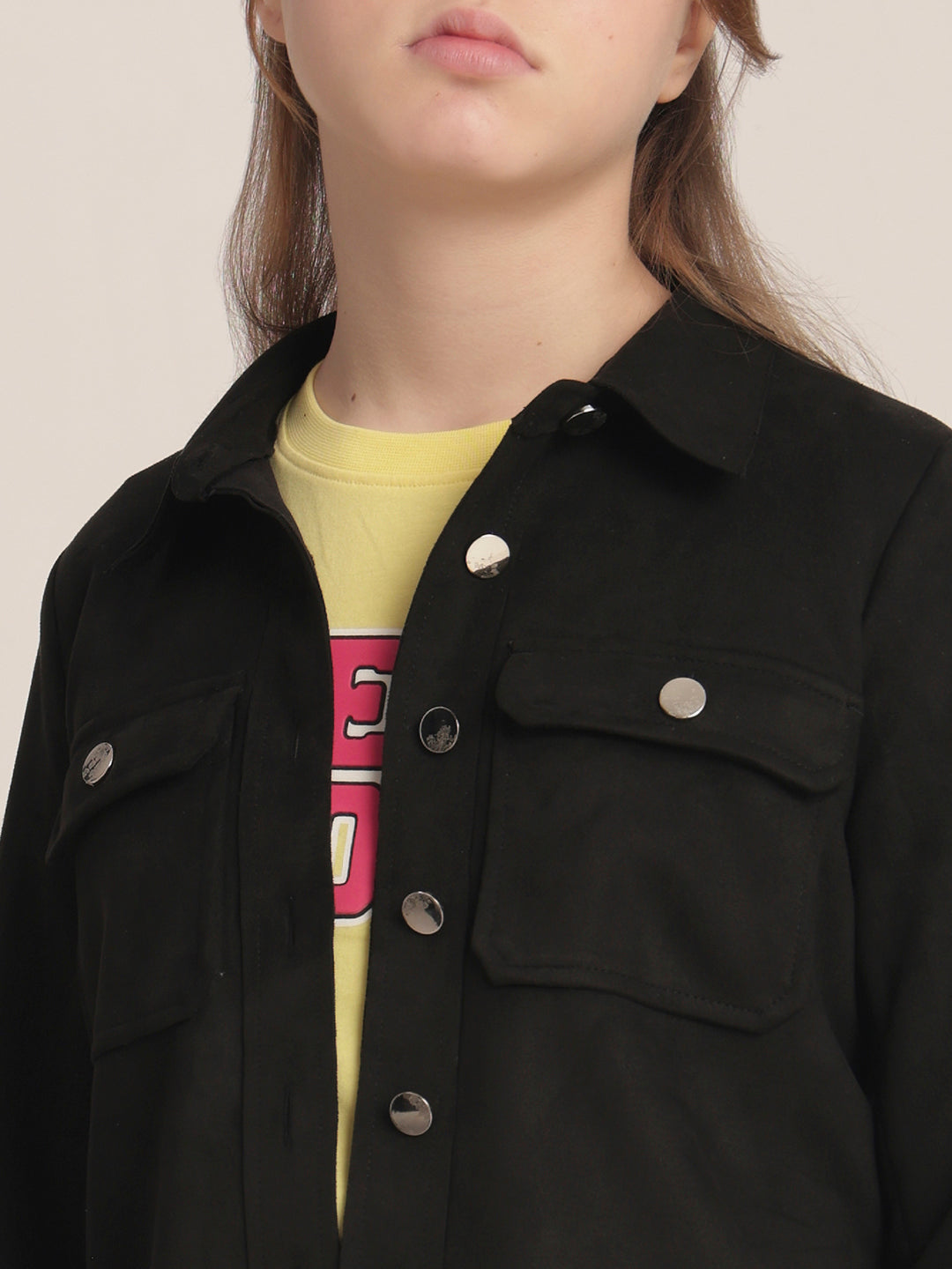 Girls Premium Black Shacket