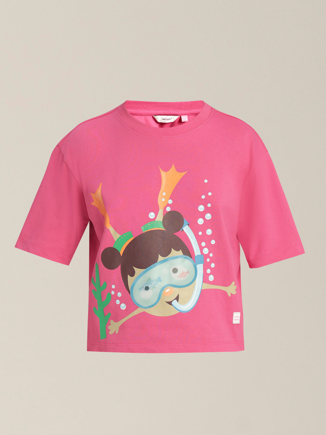 Girls Pink Printed Cotton T-shirt