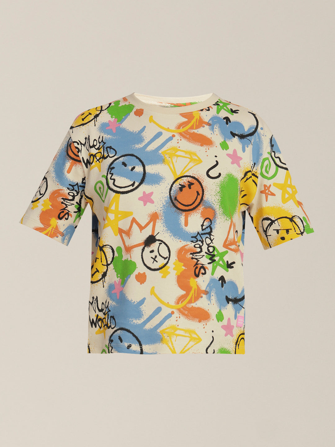 Girls Graffiti Printed Cotton T-Shirt