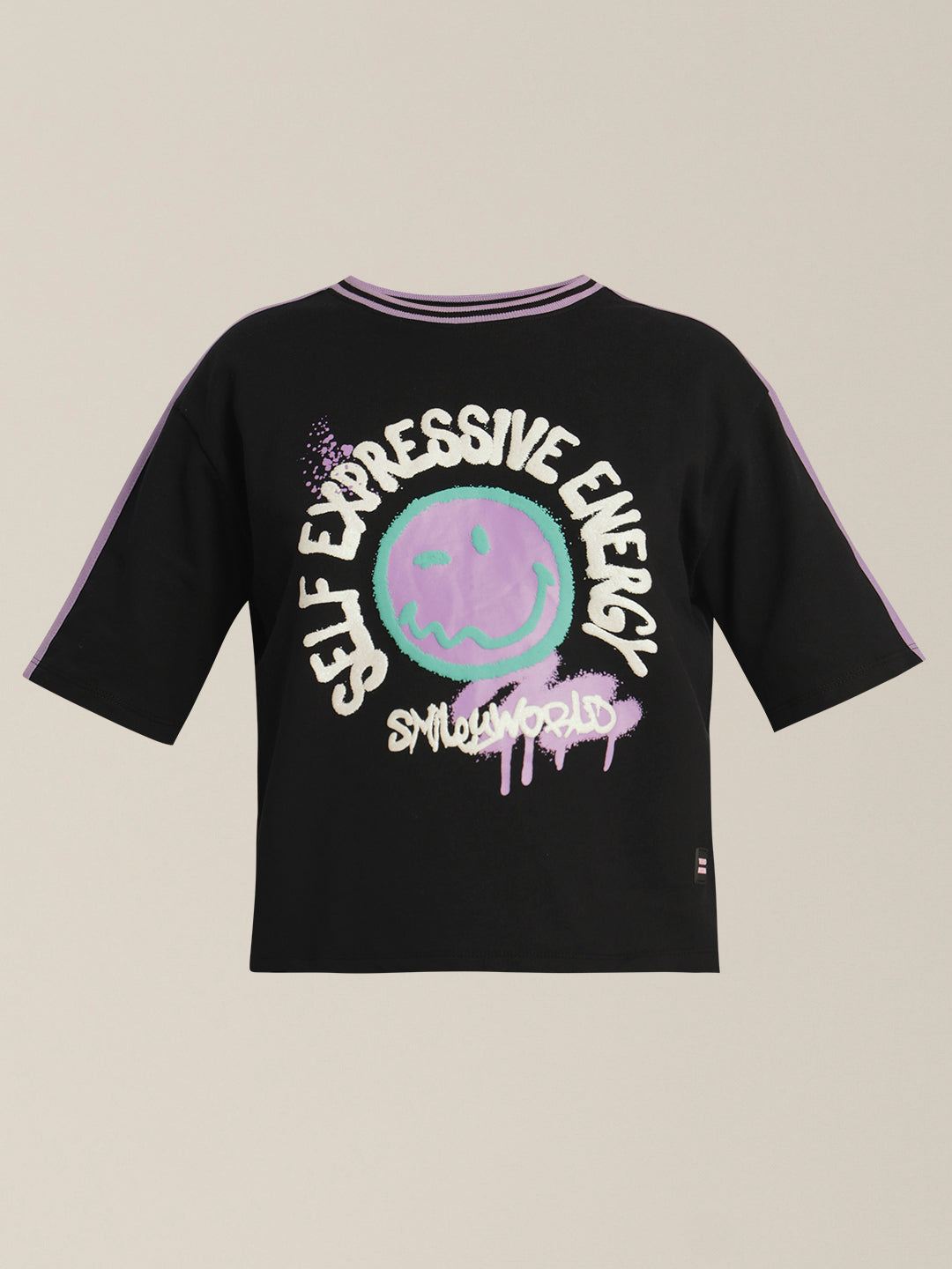 Girls Smiley World Print T-shirt