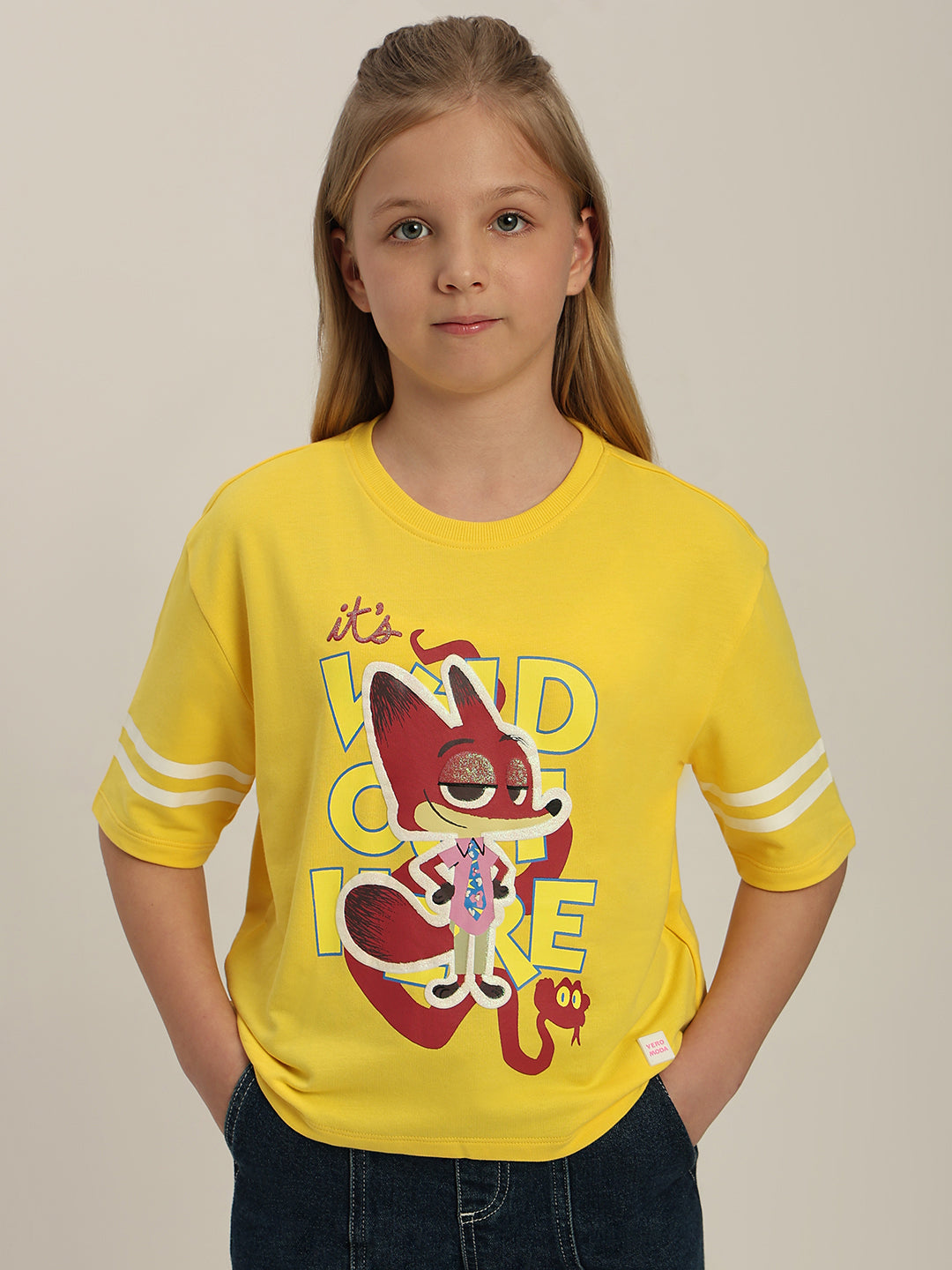 GIRLS Yellow Zootopia Print T-shirt