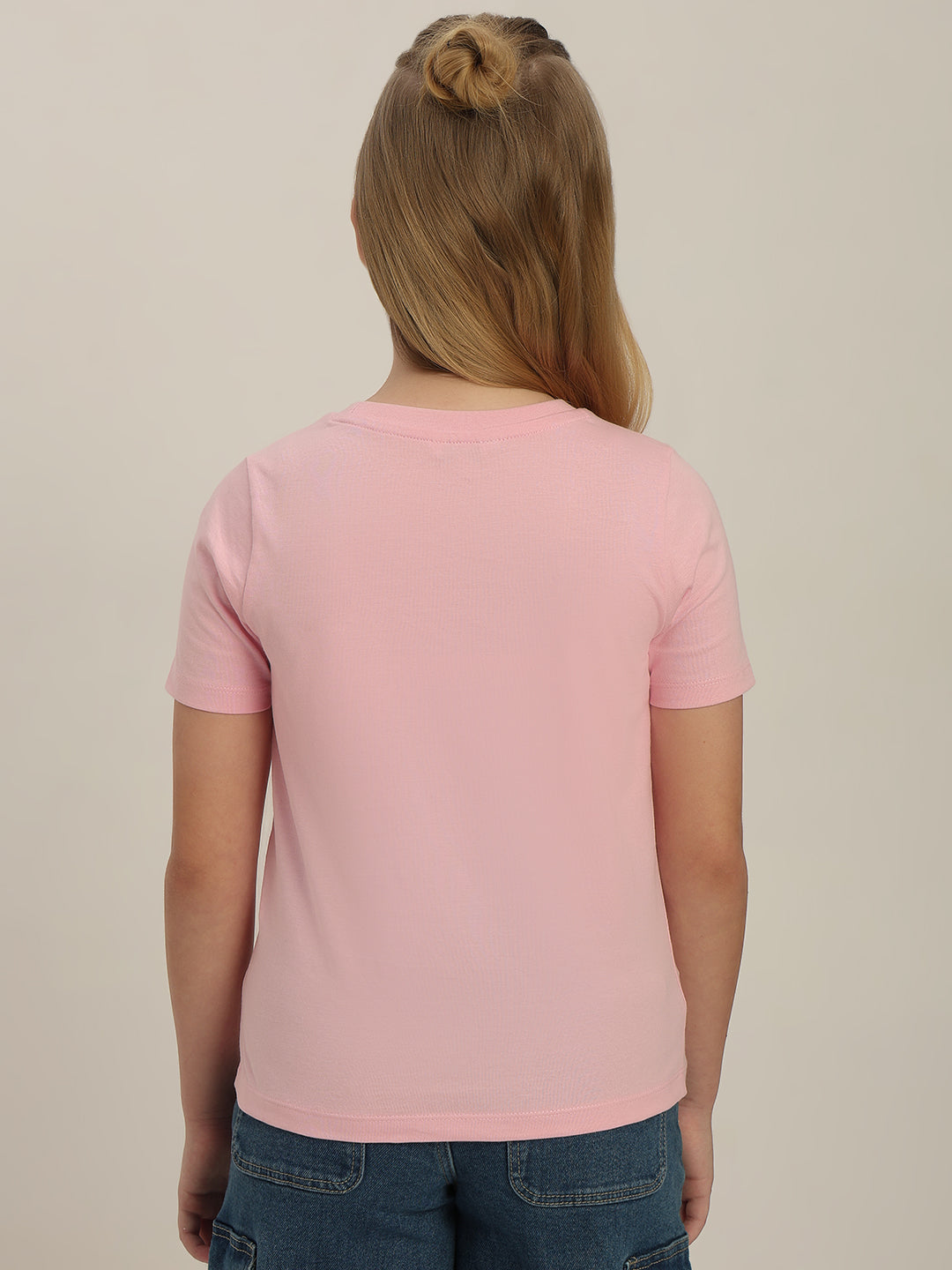 GIRLS Pink Printed Cotton T-shirt