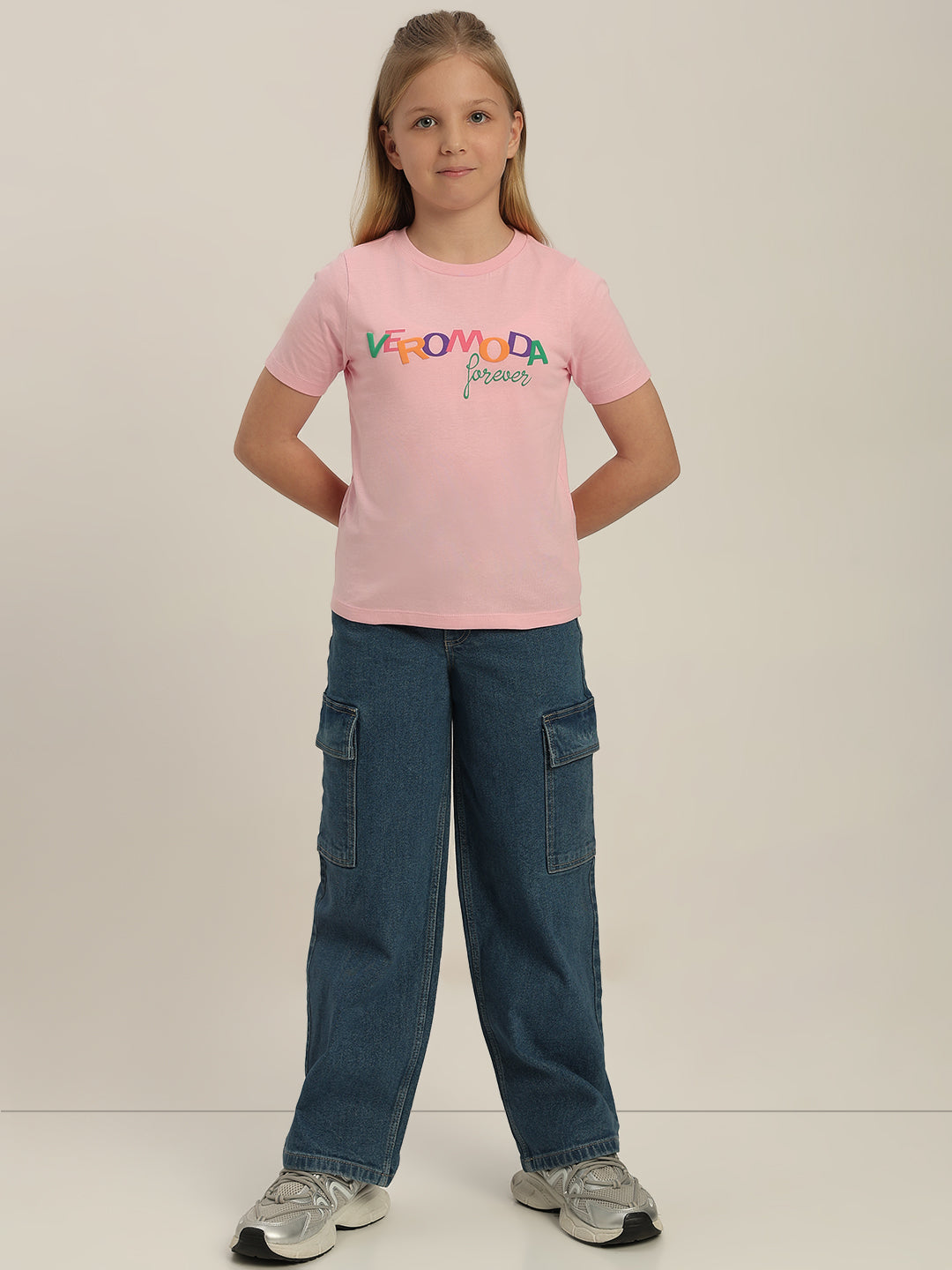 GIRLS Pink Printed Cotton T-shirt