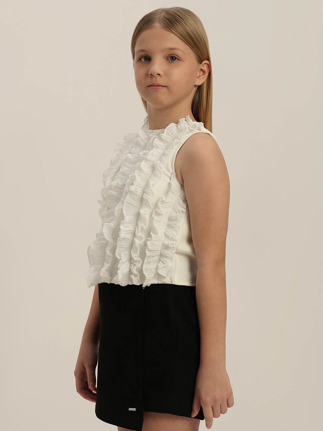 GIRLS White Ruffle Sleeveless Top