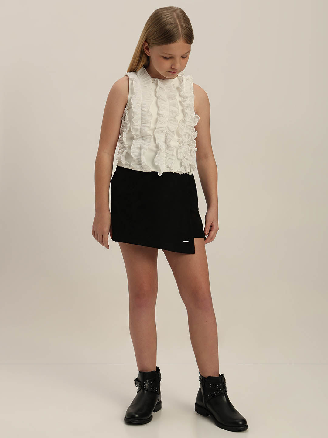 GIRLS White Ruffle Sleeveless Top