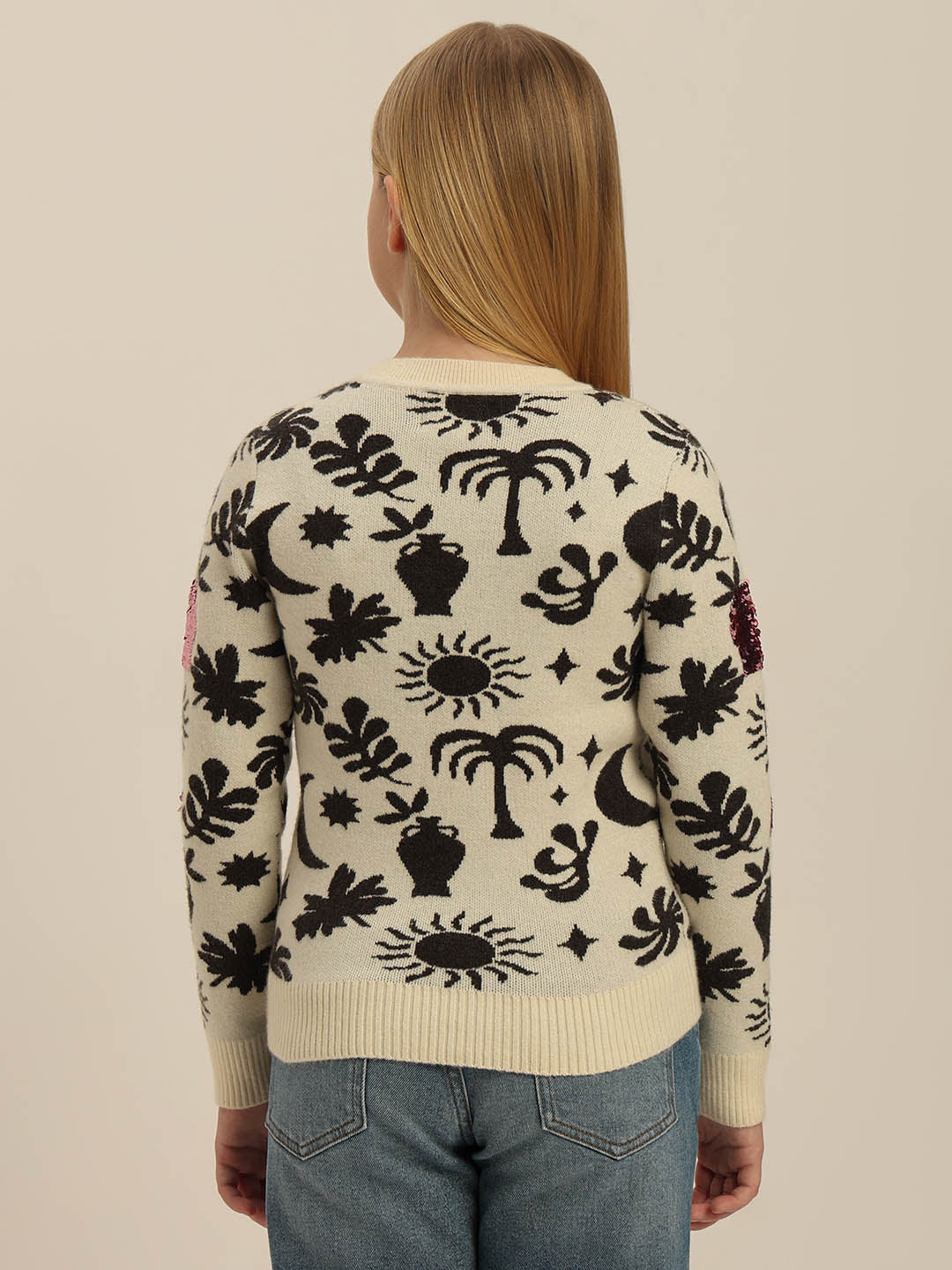 GIRLS Printed Round Neck Sweater