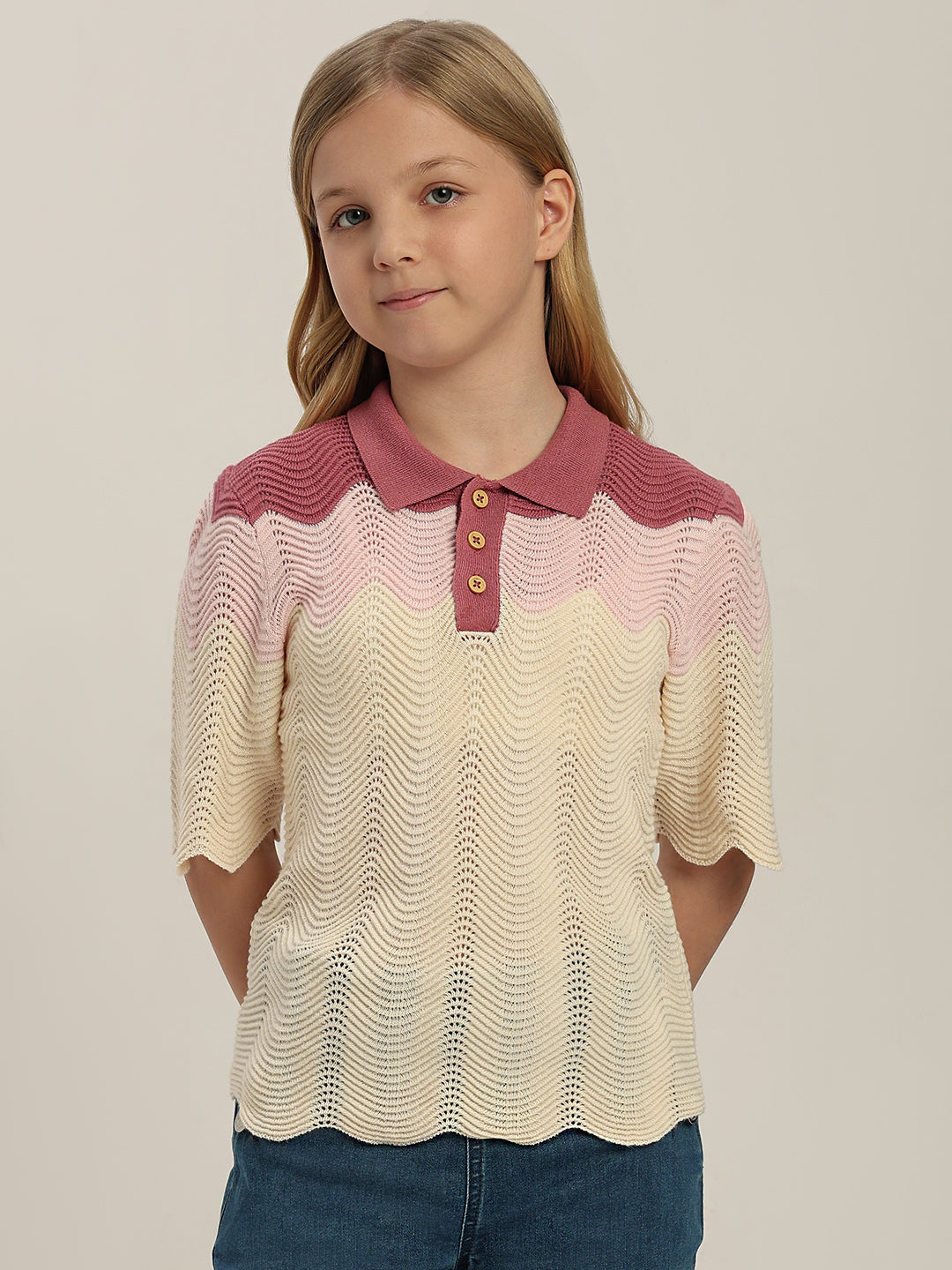 GIRL Colourblocked Knitted Polo