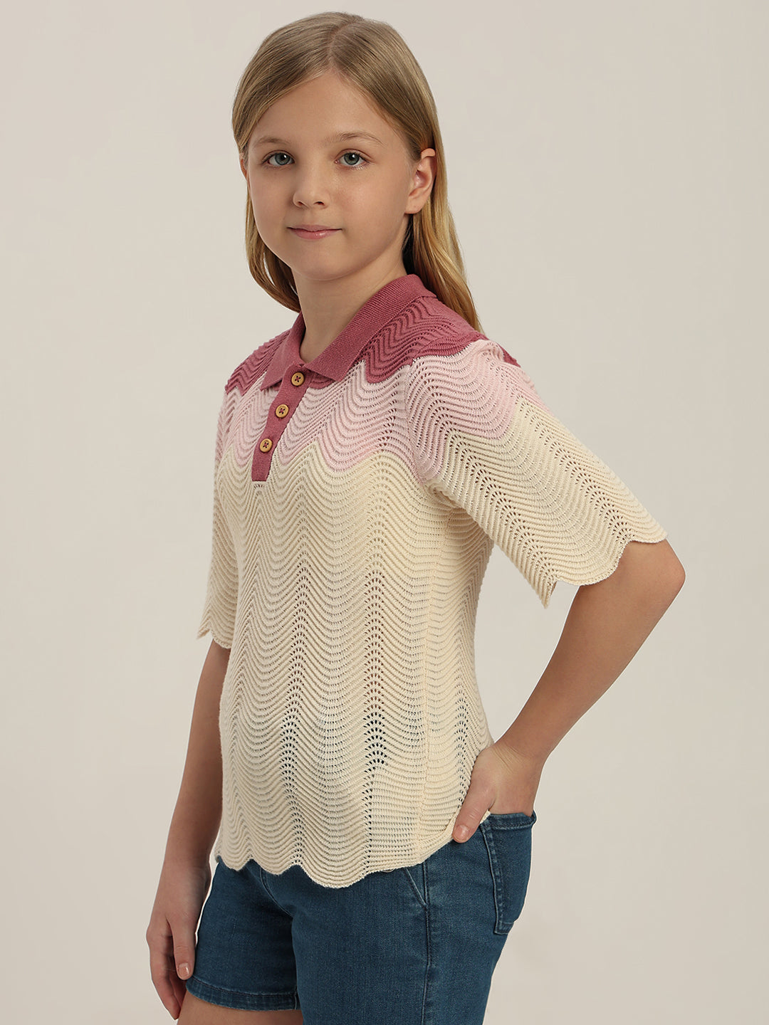 GIRL Colourblocked Knitted Polo