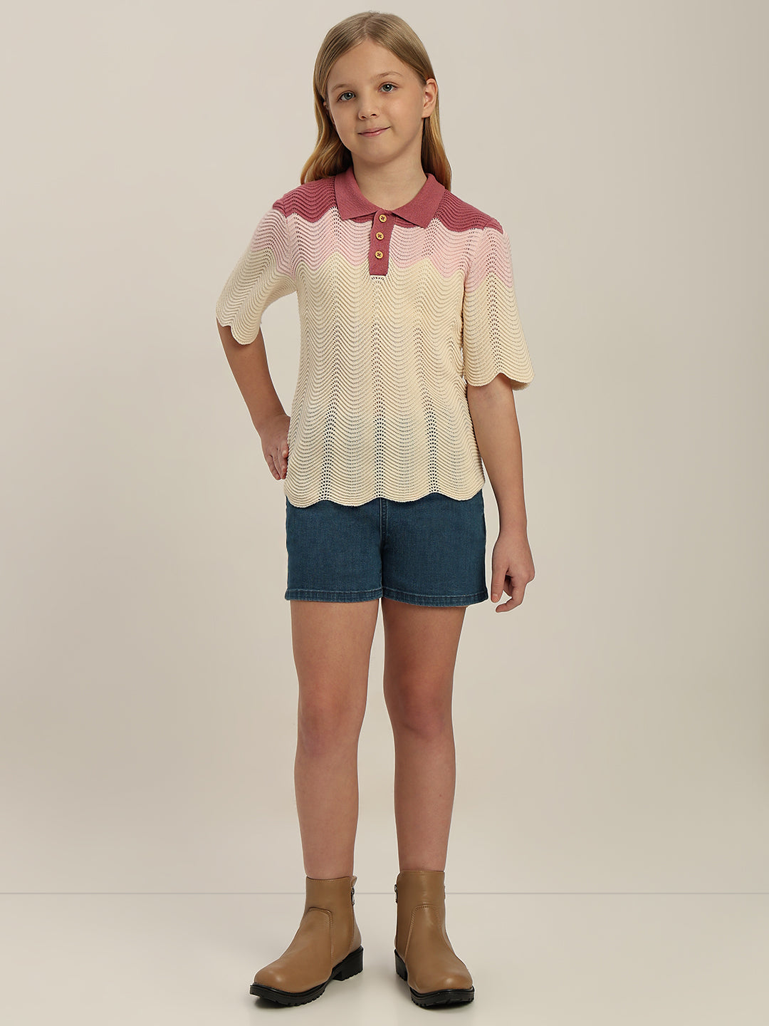 GIRL Colourblocked Knitted Polo