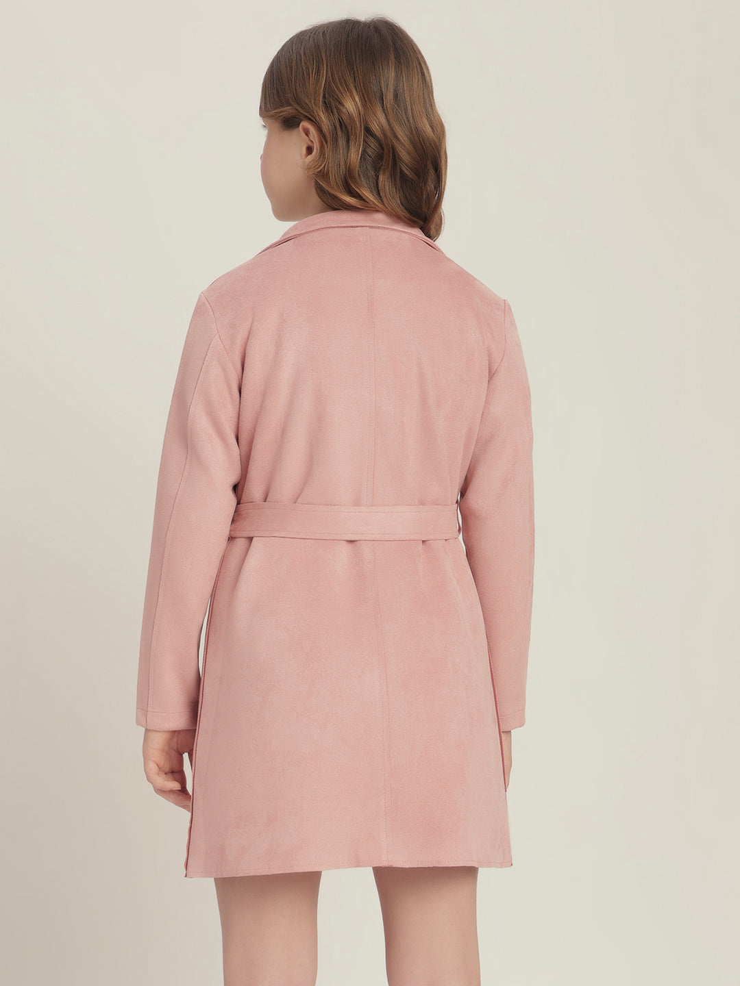 Girls Pink Belted Trench Coat