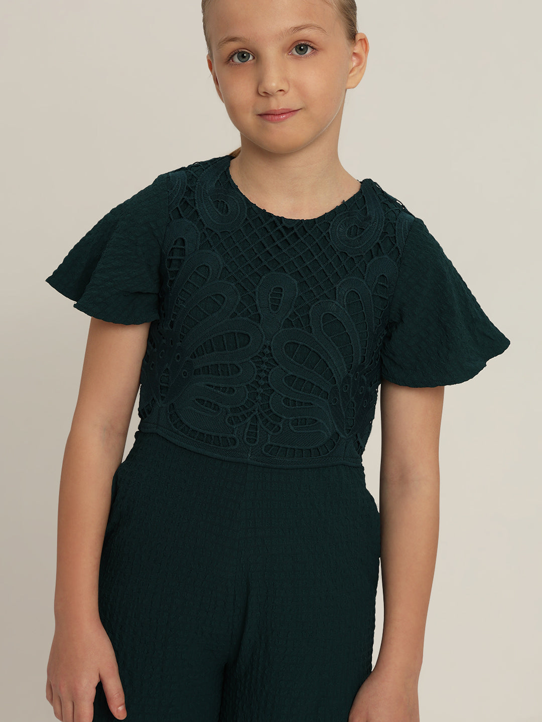 GIRL Dark Green Lace Jumpsuit